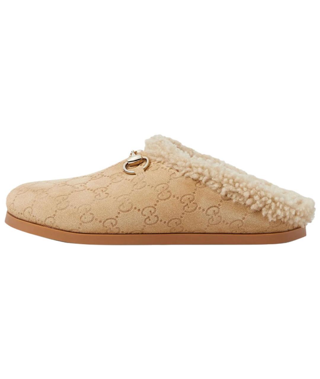 GUCCI Бежевые замшевые мюли, фото 2