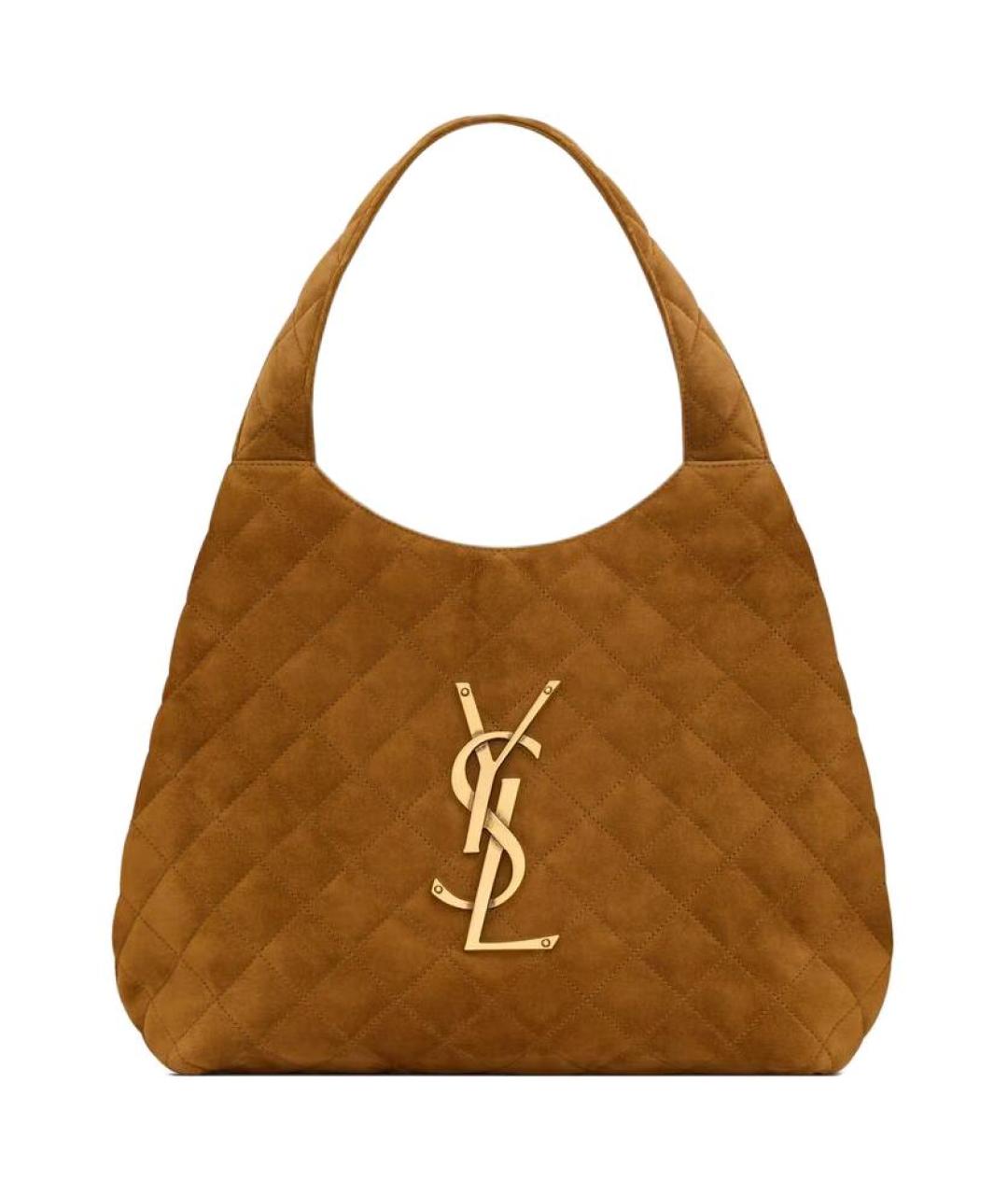 SAINT LAURENT Коричневая замшевая сумка через плечо, фото 2