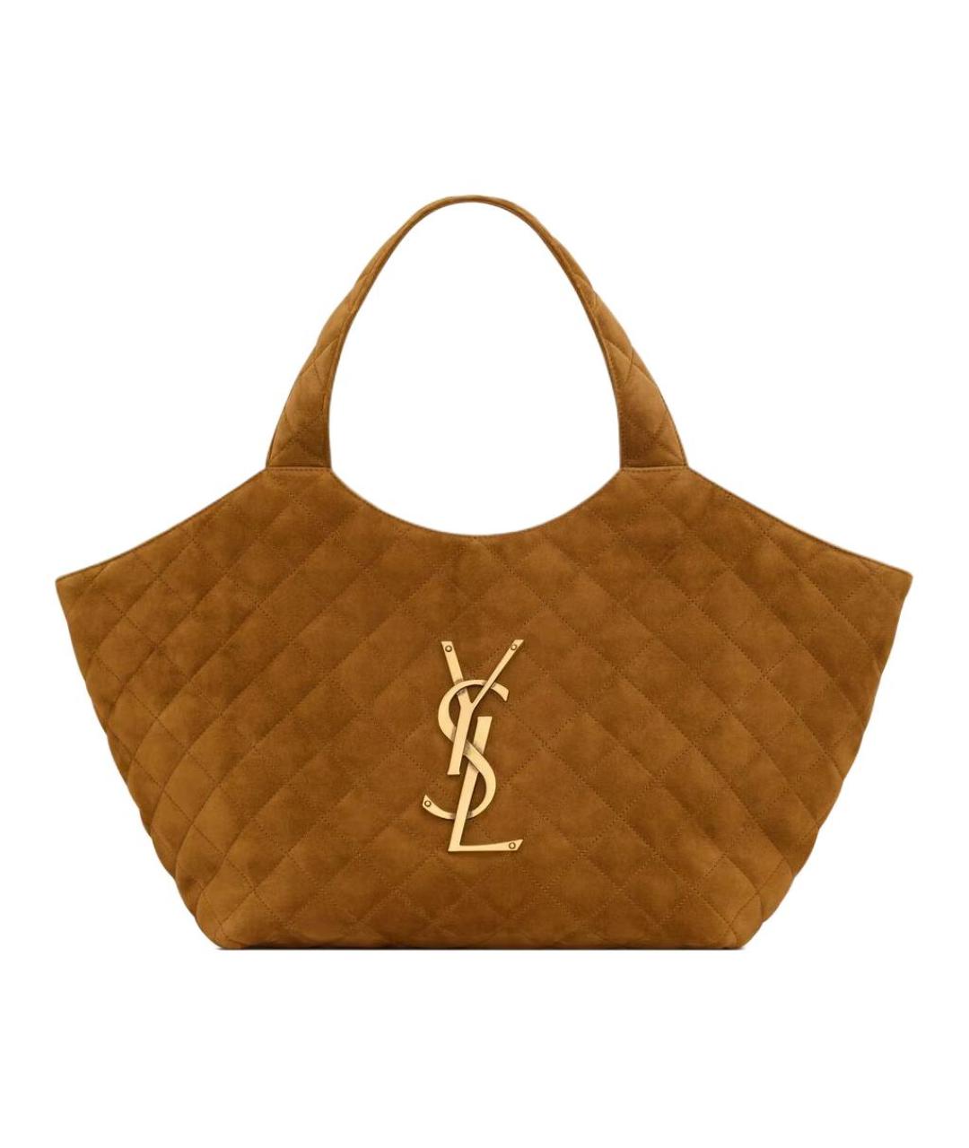 SAINT LAURENT Коричневая замшевая сумка через плечо, фото 1