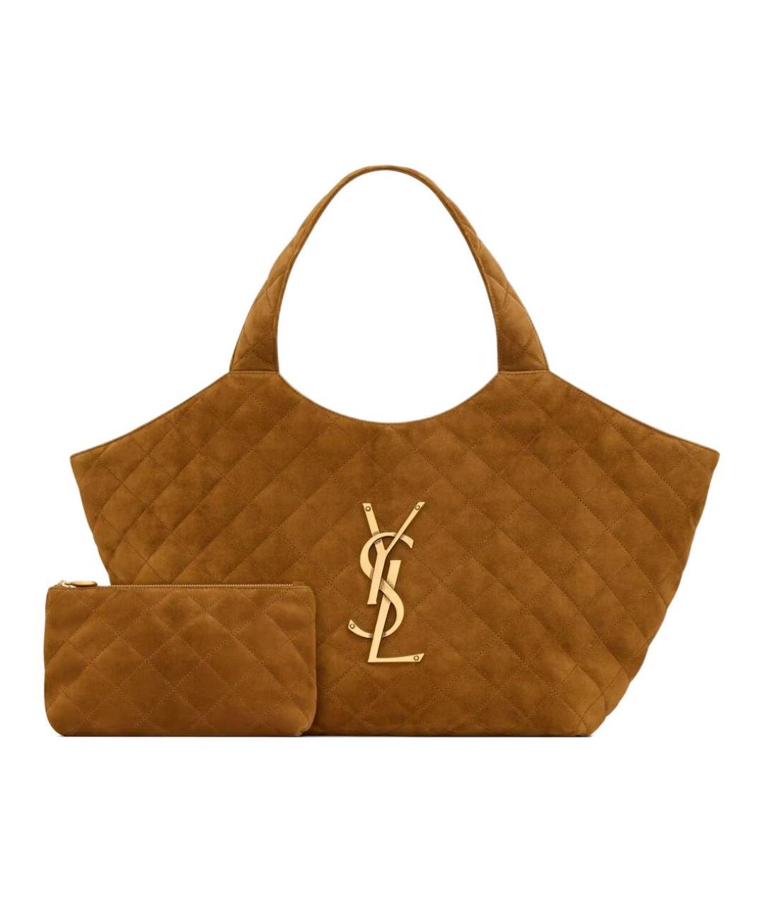 SAINT LAURENT Коричневая замшевая сумка через плечо, фото 3