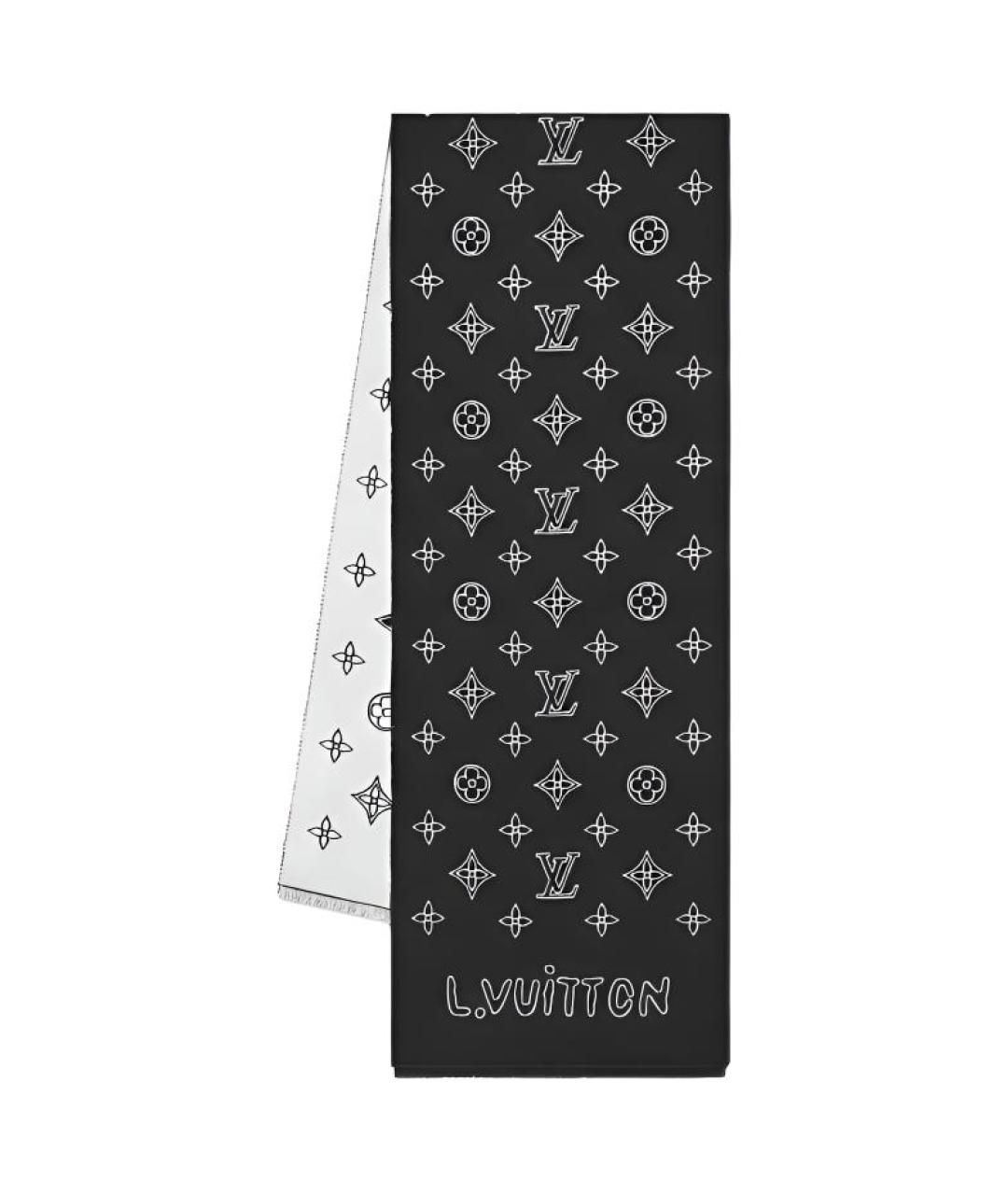LOUIS VUITTON Черный шерстяной шарф, фото 2