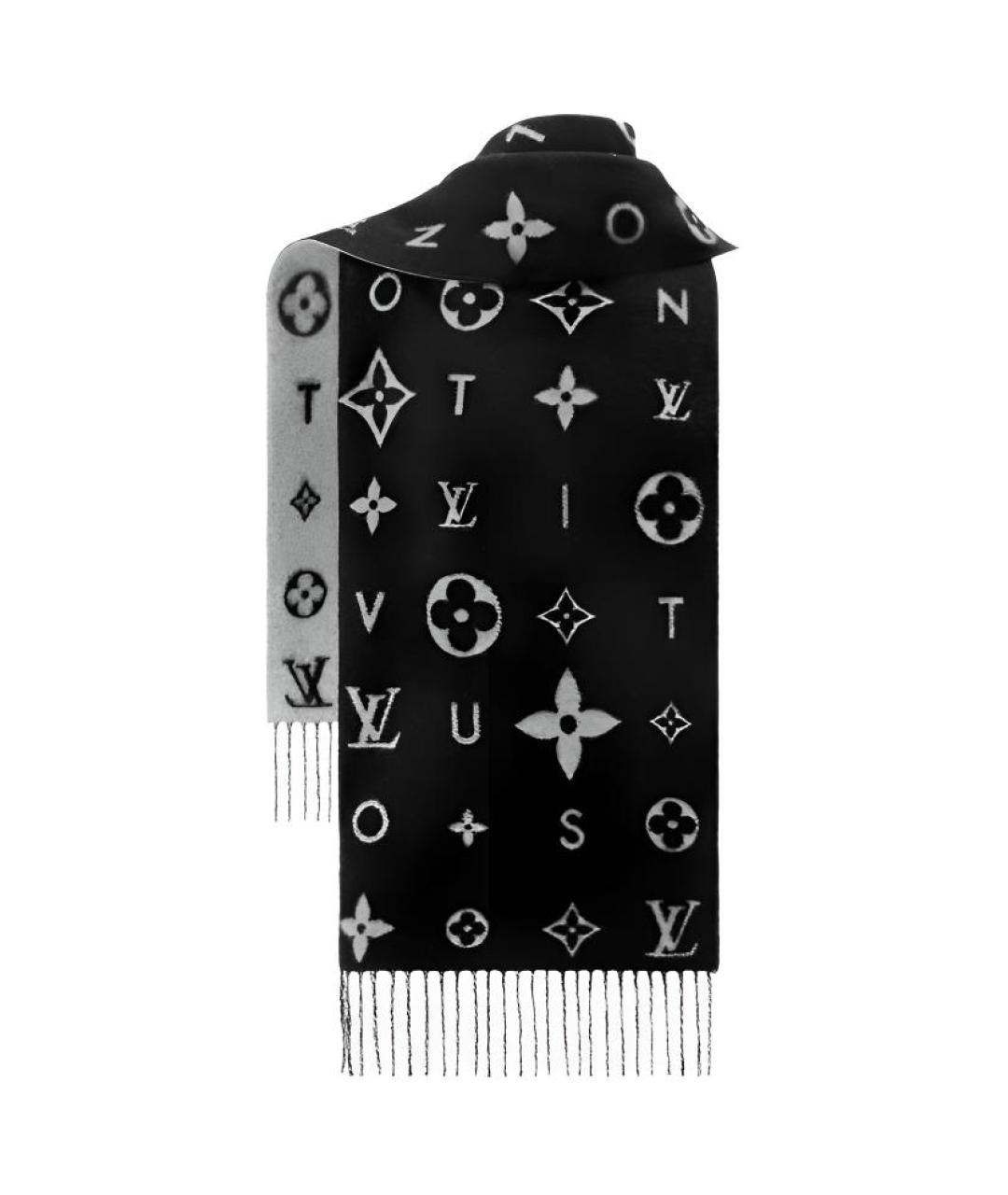 LOUIS VUITTON Черный кашемировый шарф, фото 2