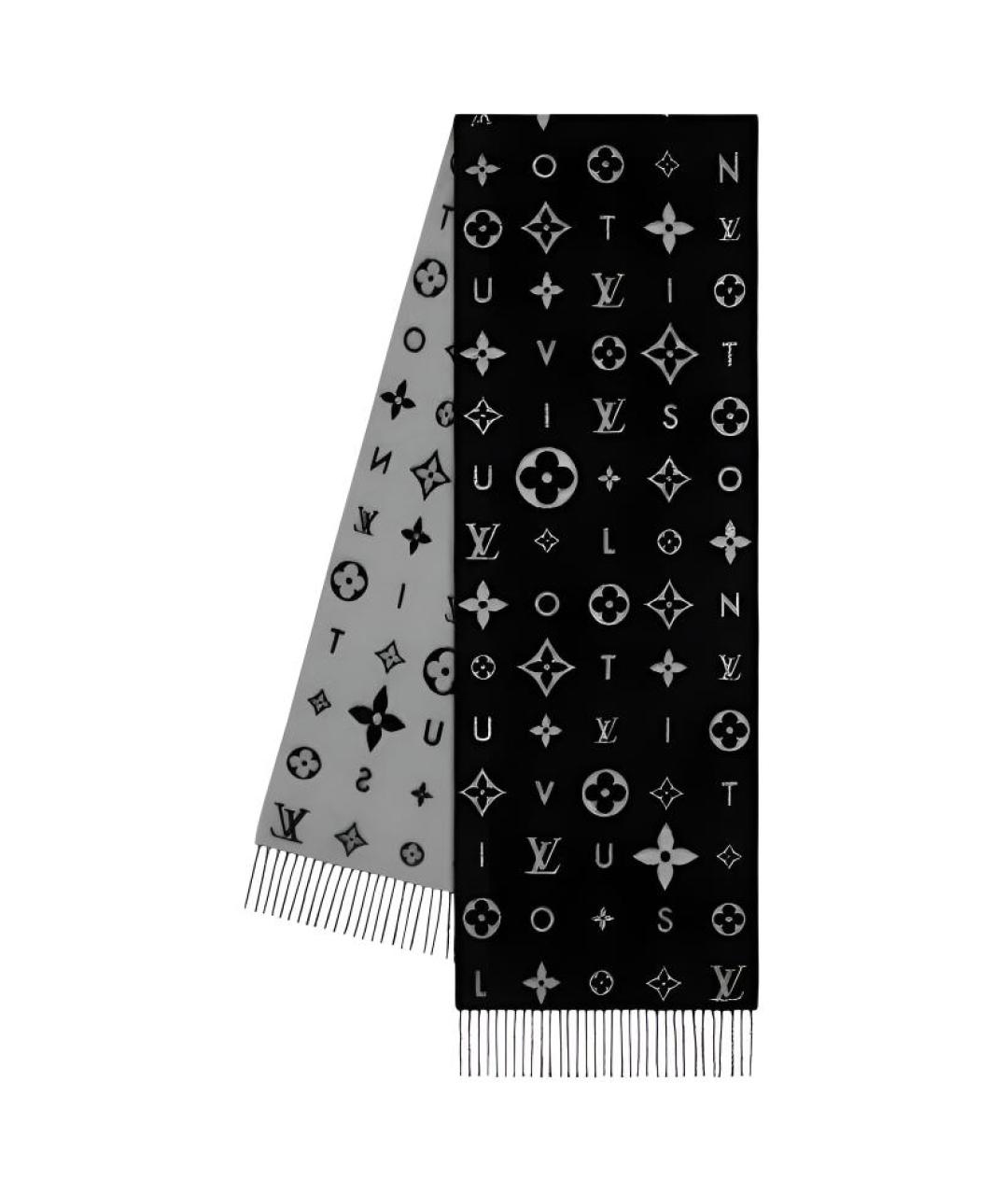 LOUIS VUITTON Черный кашемировый шарф, фото 1