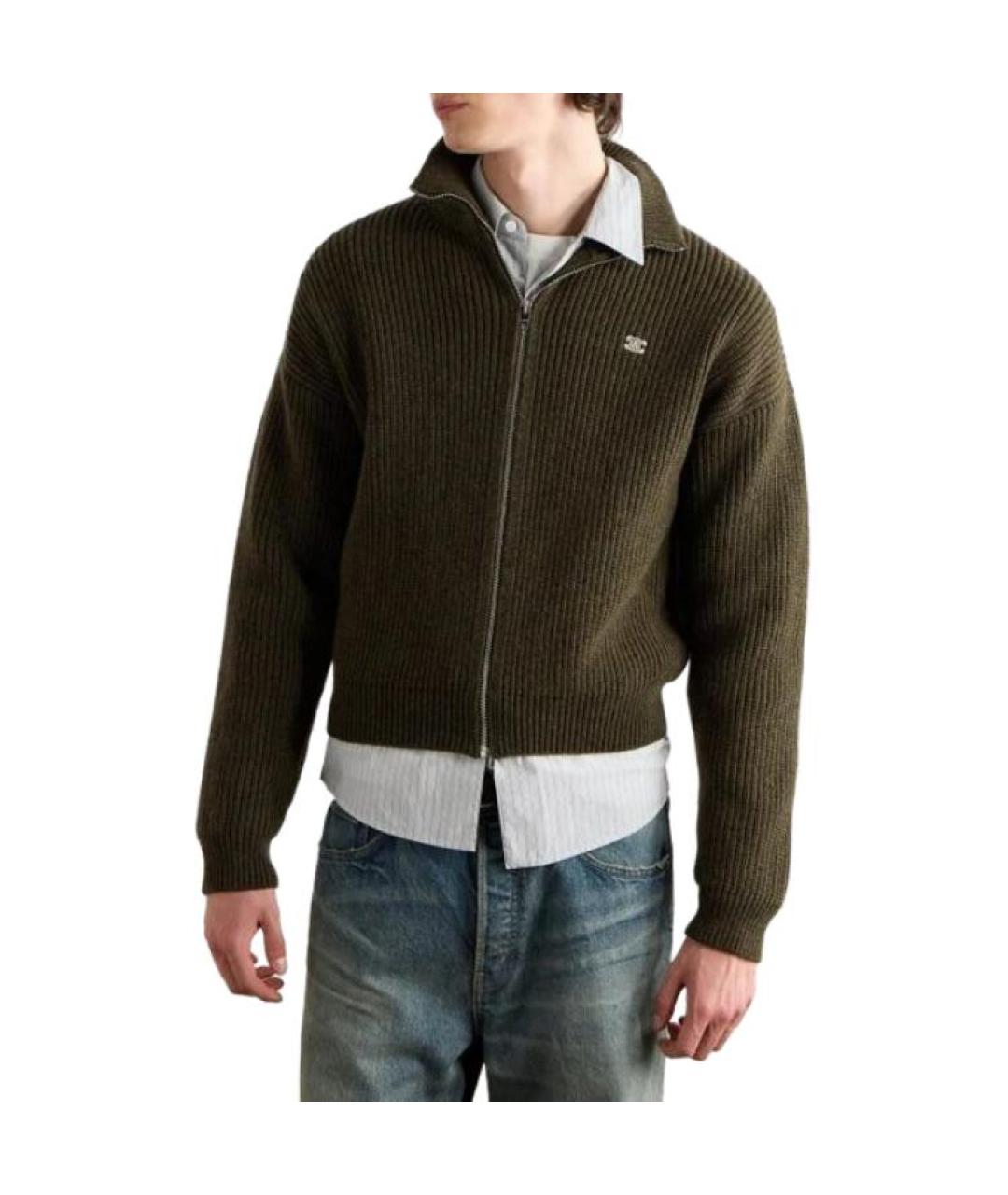 CELINE Хаки кардиган, фото 3