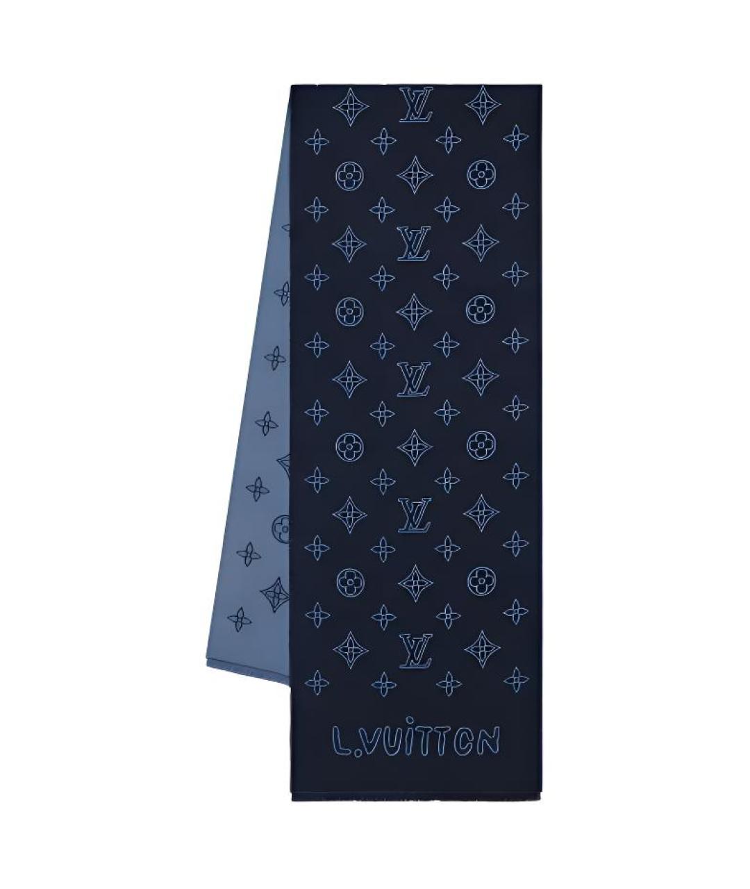 LOUIS VUITTON Синий шерстяной шарф, фото 1