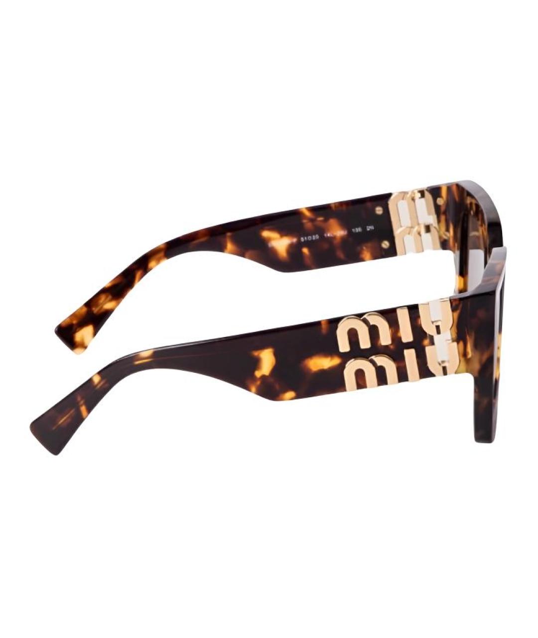 MIU MIU Коричневые пластиковые солнцезащитные очки, фото 4