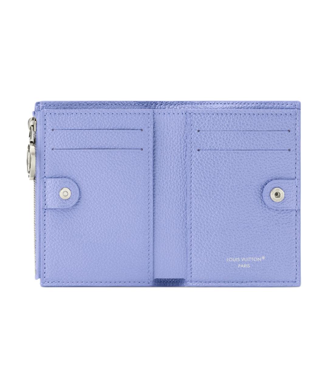 LOUIS VUITTON Голубой кожаный кошелек, фото 5