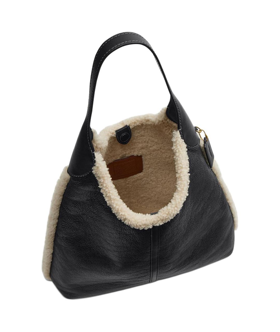 COACH Черная кожаная сумка тоут, фото 3