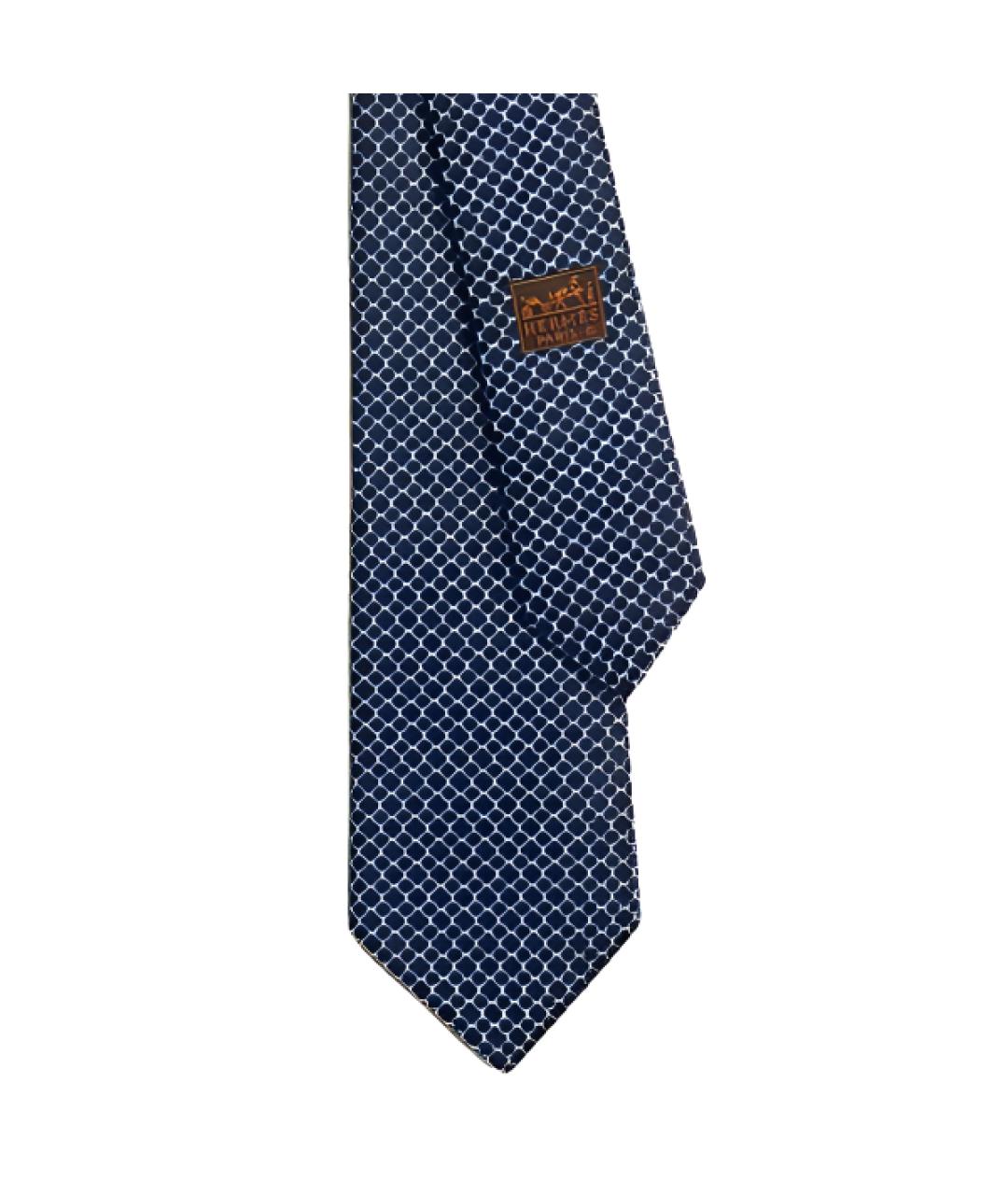 HERMES Синий шелковый галстук, фото 2