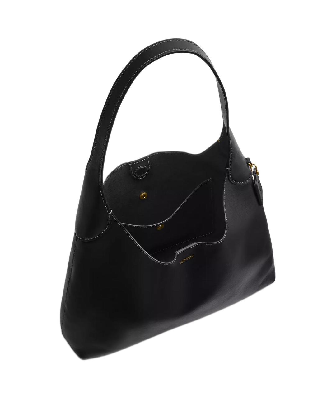 COACH Черная кожаная сумка через плечо, фото 4