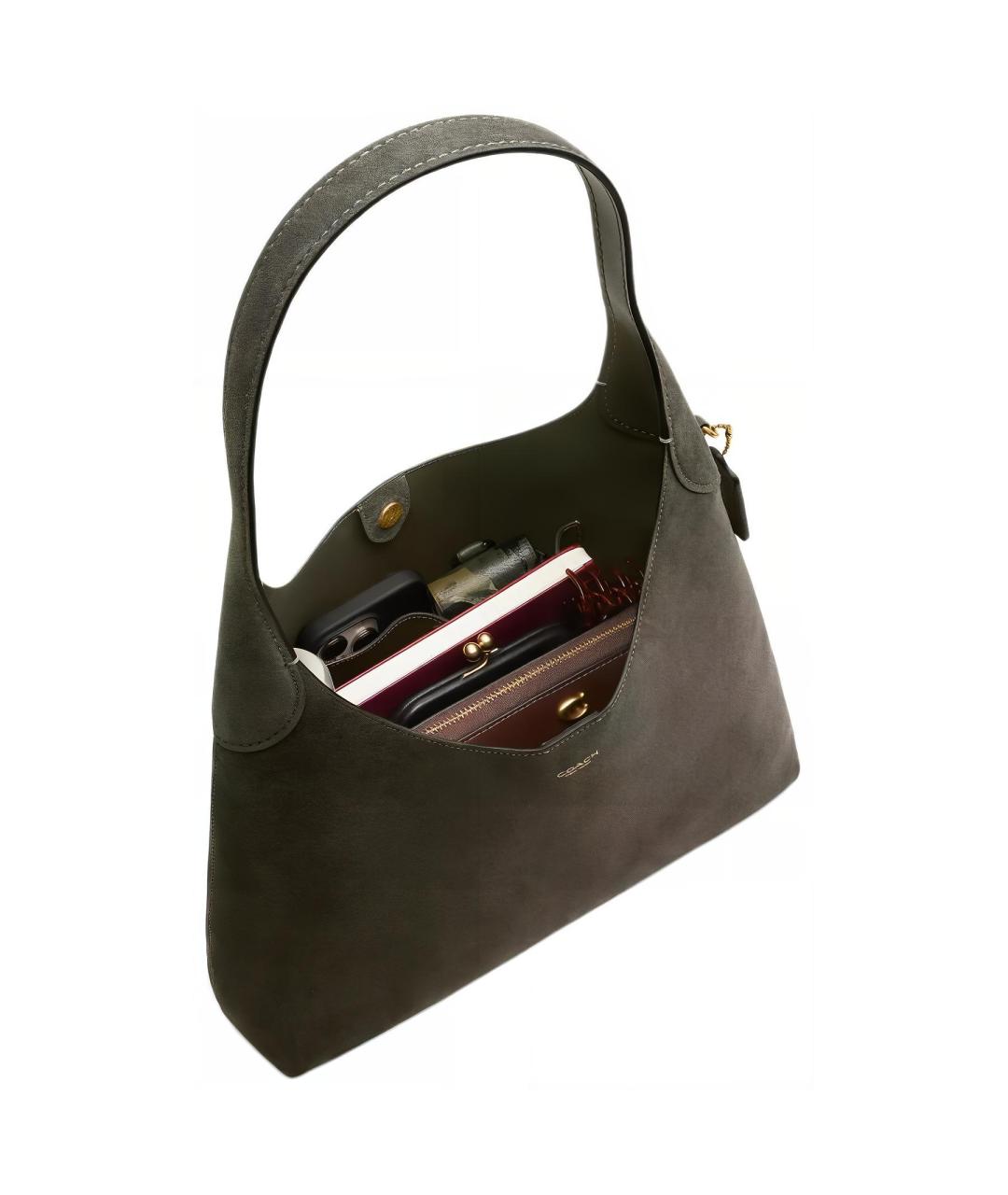 COACH Зеленая замшевая сумка через плечо, фото 4