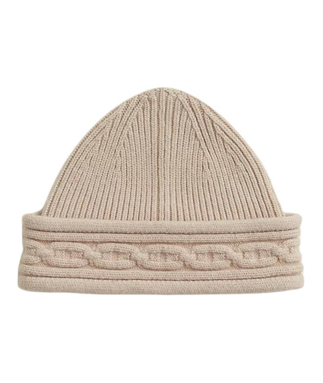 HERMES Бежевая кашемировая шапка, фото 1