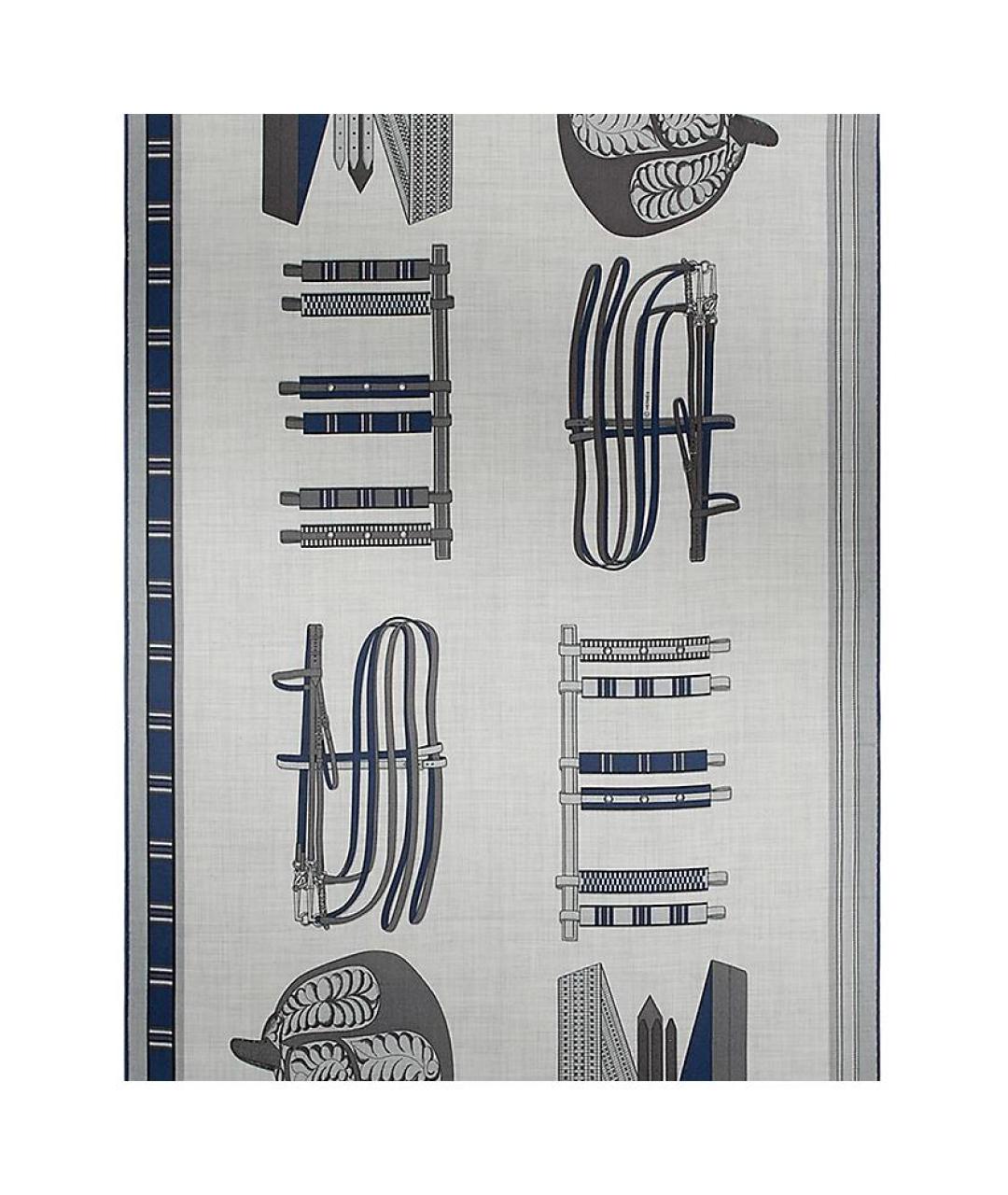 HERMES Серый кашемировый шарф, фото 2