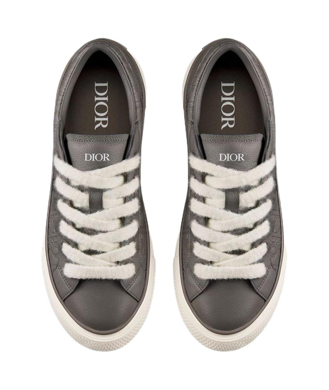 CHRISTIAN DIOR Серые кожаные низкие кроссовки / кеды, фото 5