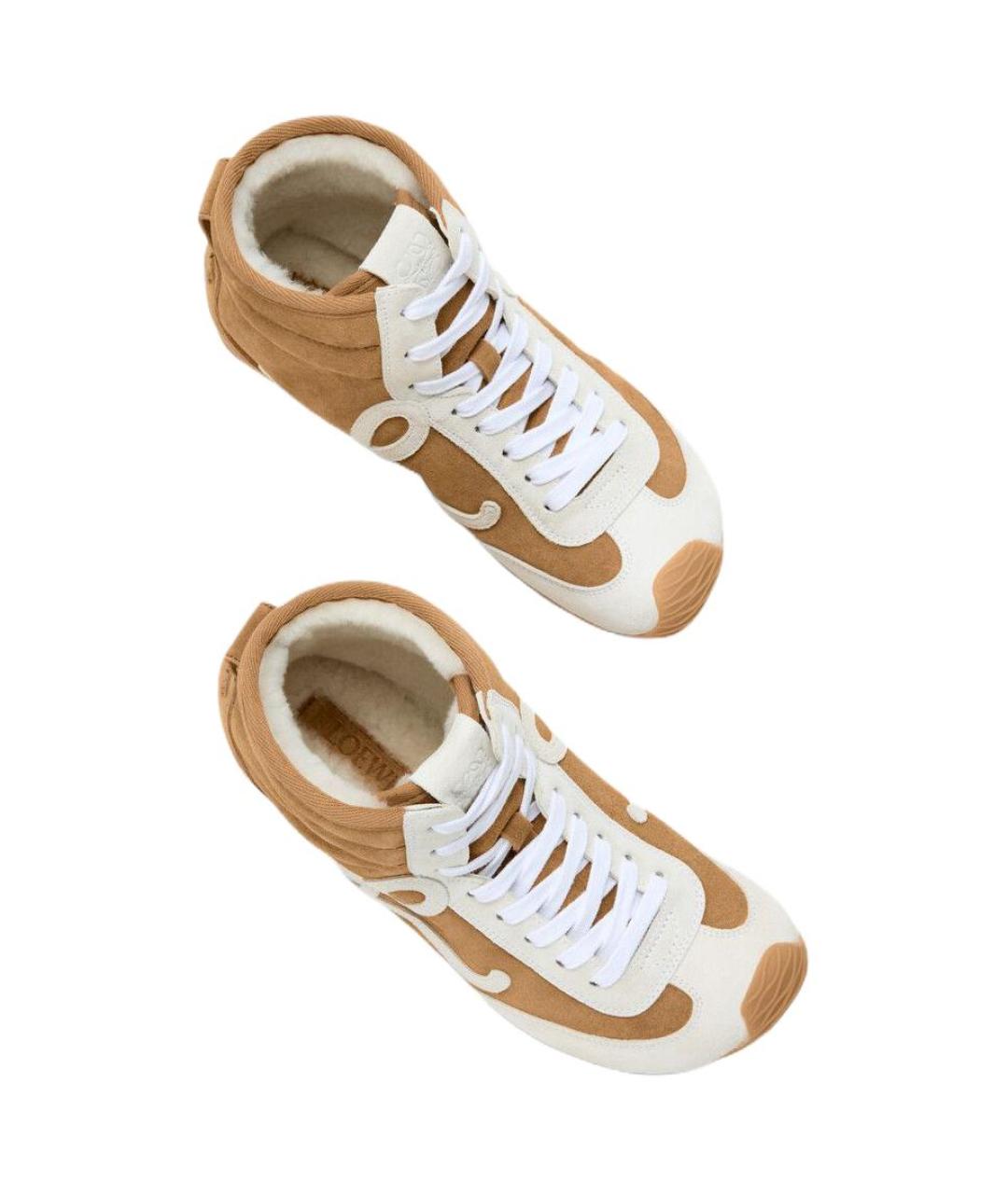 LOEWE Коричневые замшевые кроссовки, фото 4