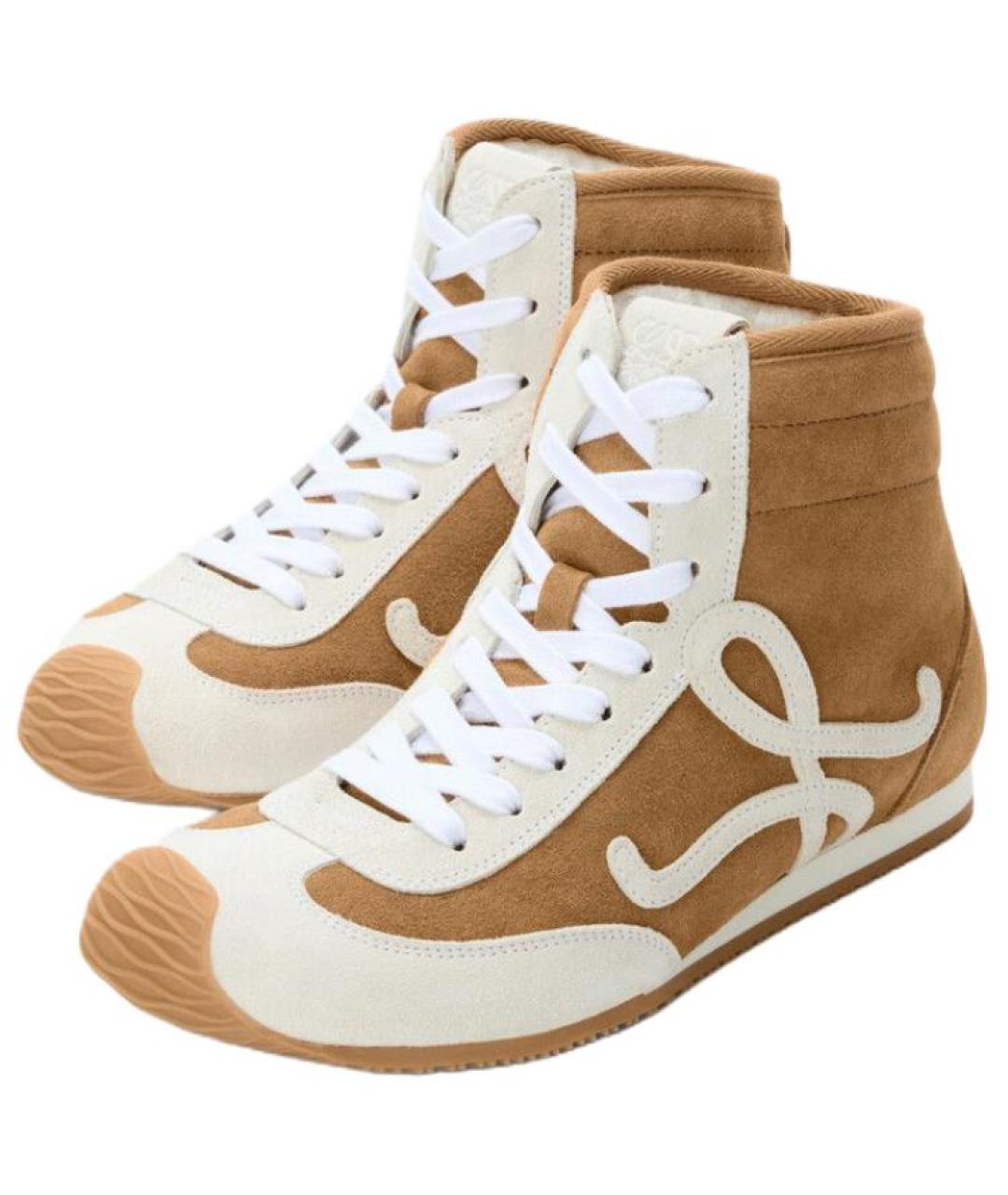 LOEWE Коричневые замшевые кроссовки, фото 3