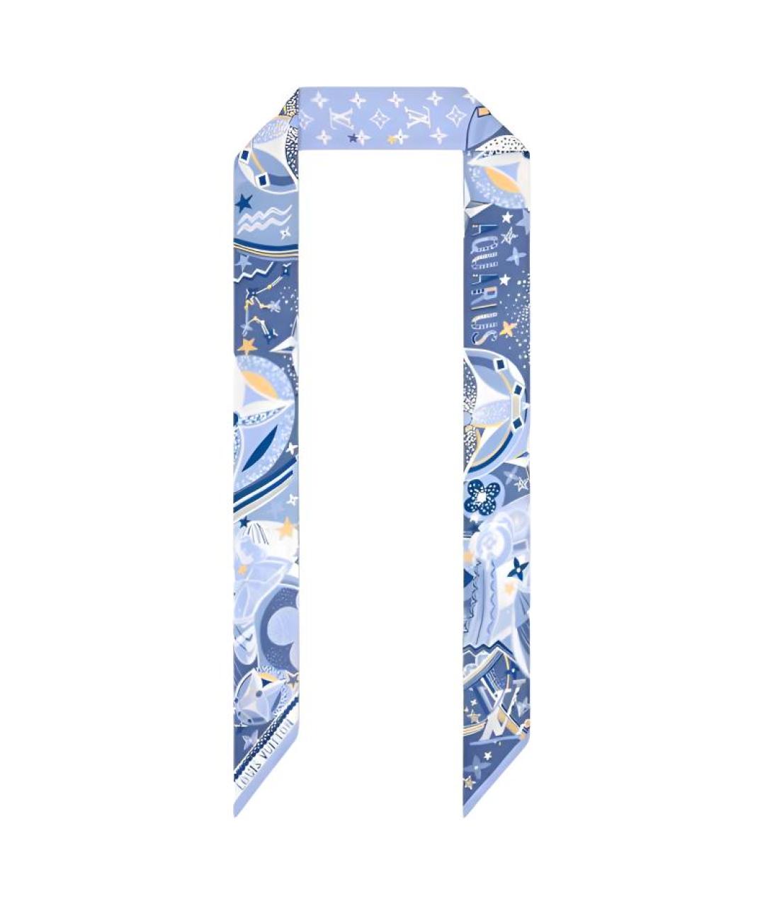LOUIS VUITTON Голубой шелковый шарф, фото 1