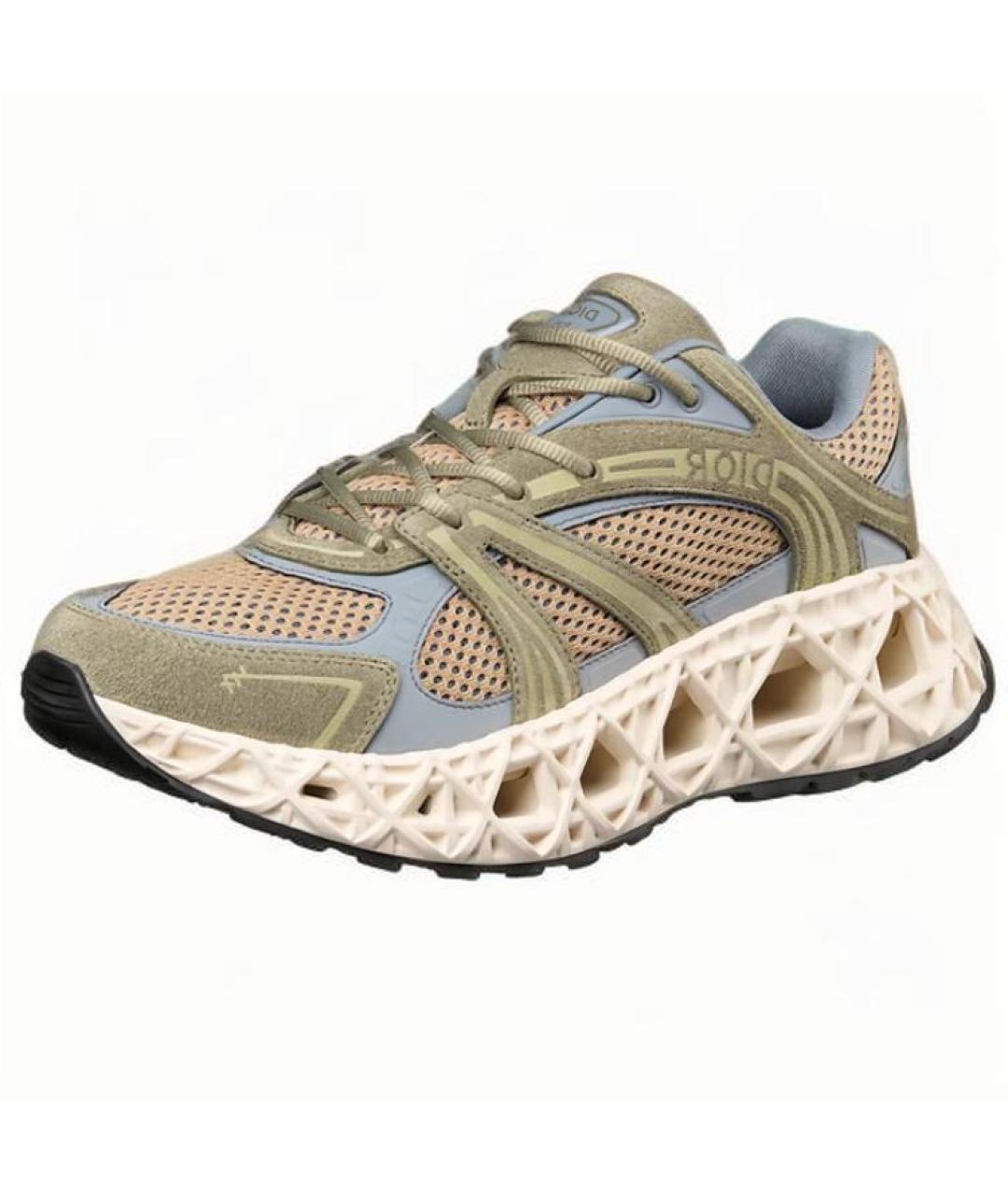 CHRISTIAN DIOR Зеленые текстильные низкие кроссовки / кеды, фото 4