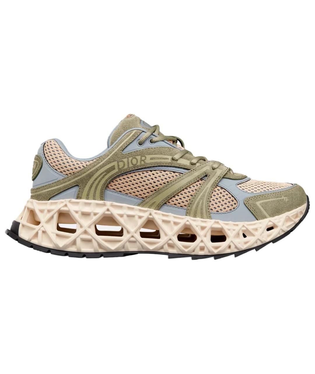 CHRISTIAN DIOR Зеленые текстильные низкие кроссовки / кеды, фото 1