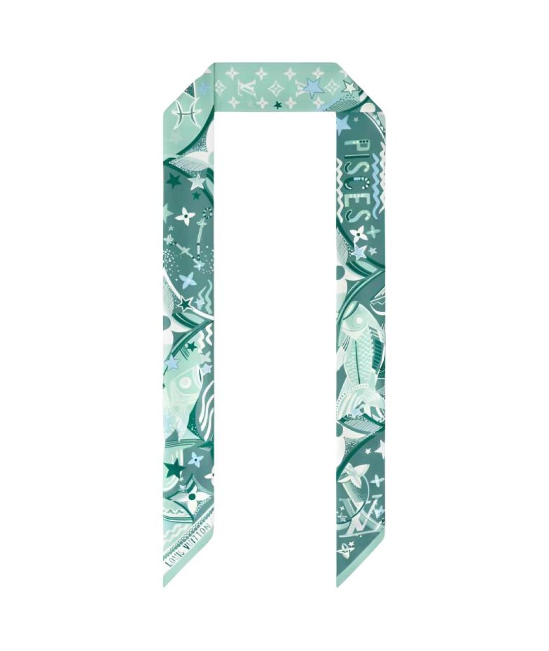 LOUIS VUITTON Зеленый шелковый шарф, фото 1
