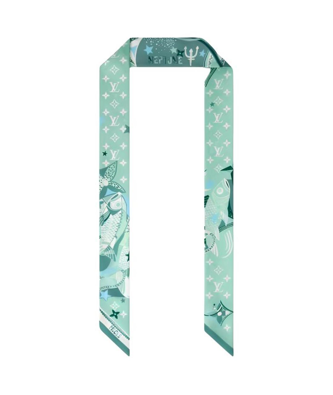LOUIS VUITTON Зеленый шелковый шарф, фото 2