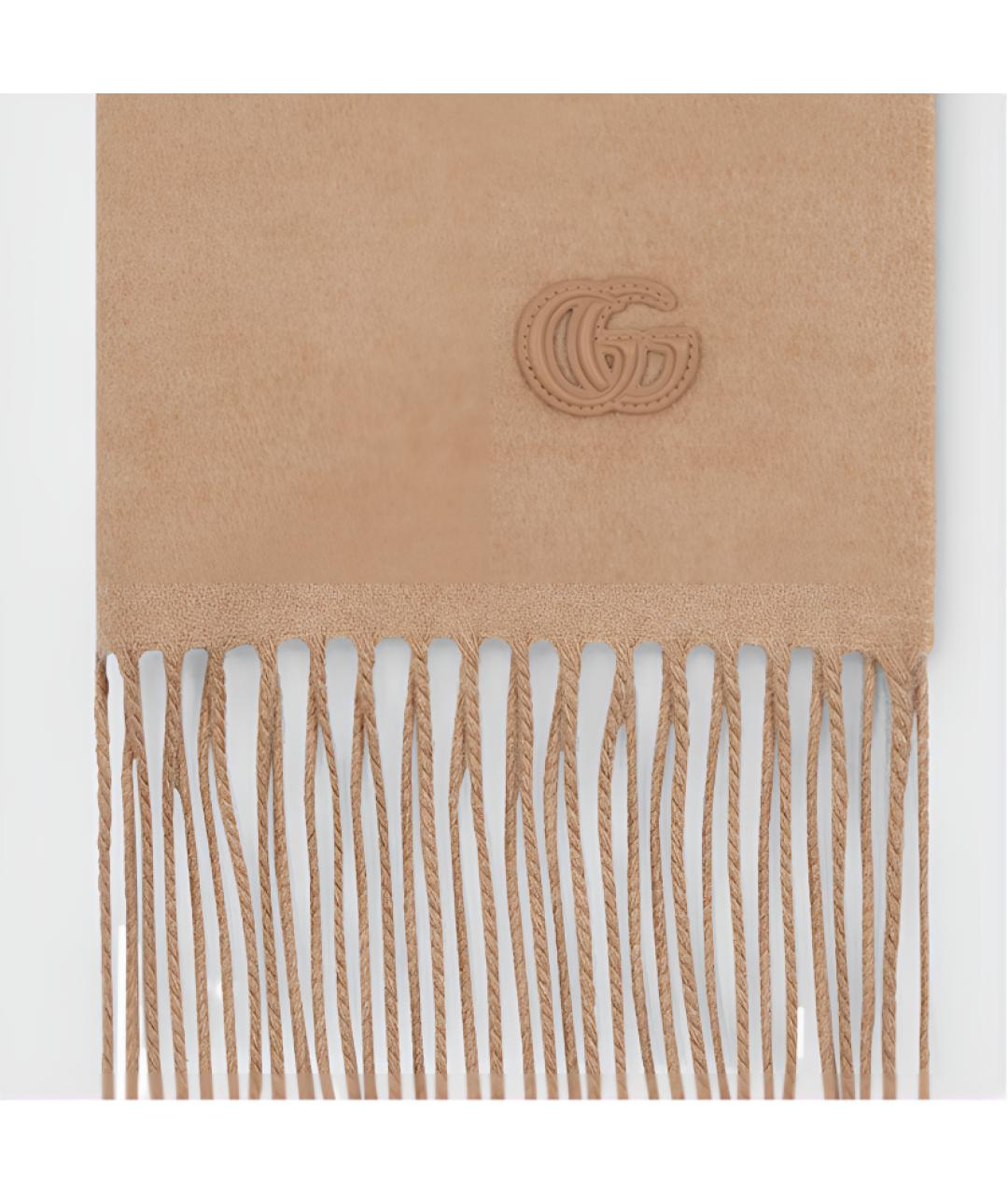 GUCCI Коричневый кашемировый шарф, фото 3