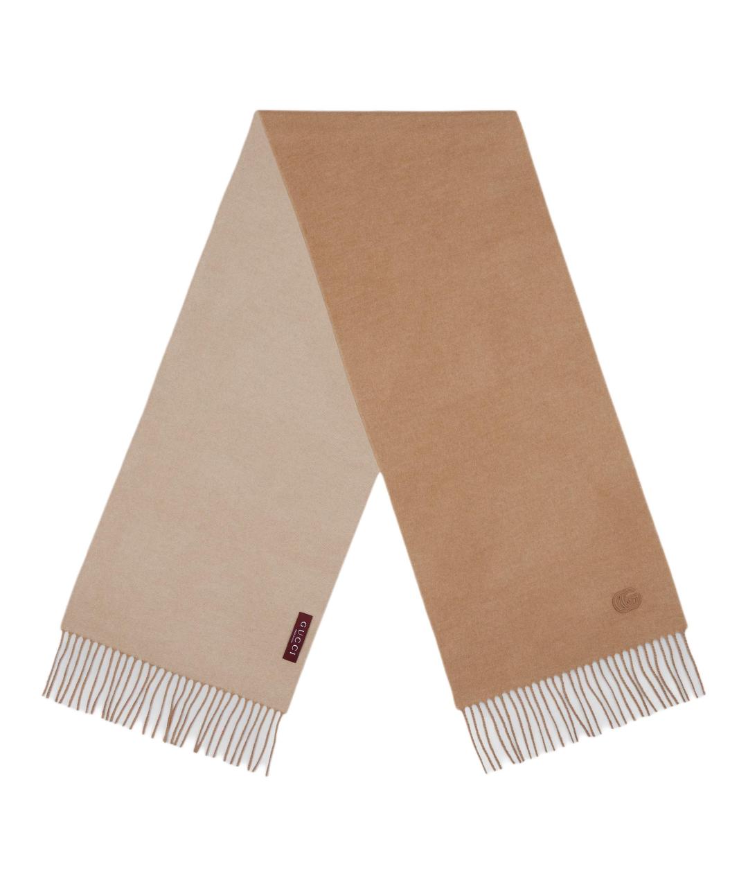 GUCCI Коричневый кашемировый шарф, фото 1