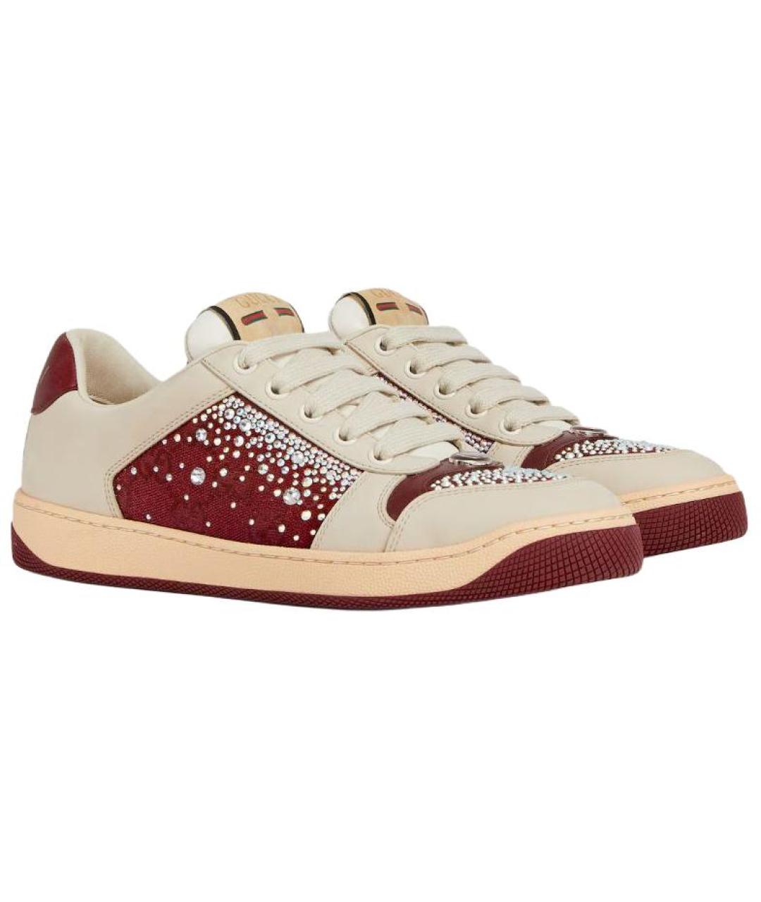GUCCI Красные кожаные кроссовки, фото 3