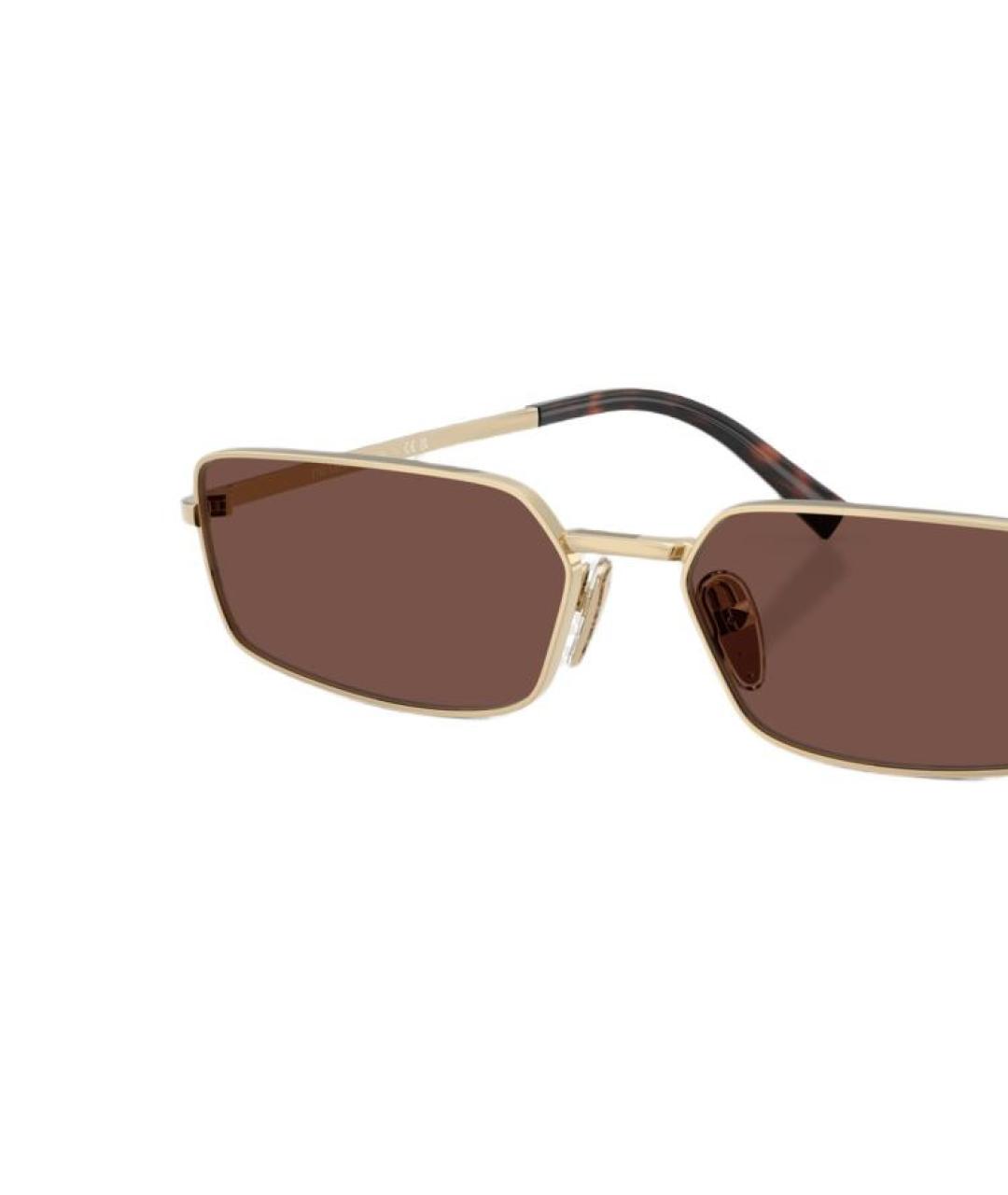 PRADA Золотые металлические солнцезащитные очки, фото 2