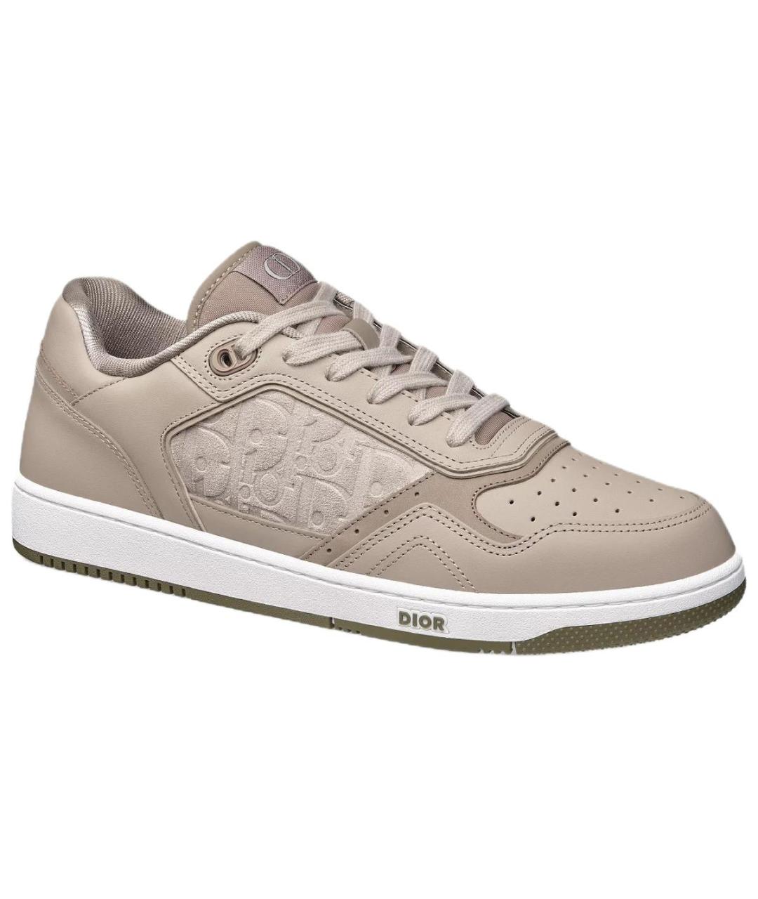 CHRISTIAN DIOR Бежевые кожаные низкие кроссовки / кеды, фото 3