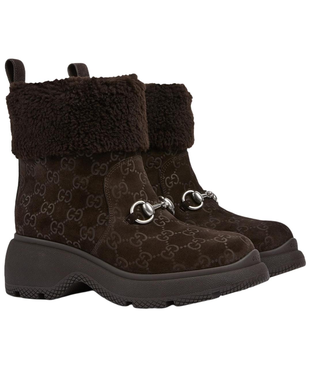 GUCCI Коричневые замшевые ботинки, фото 3
