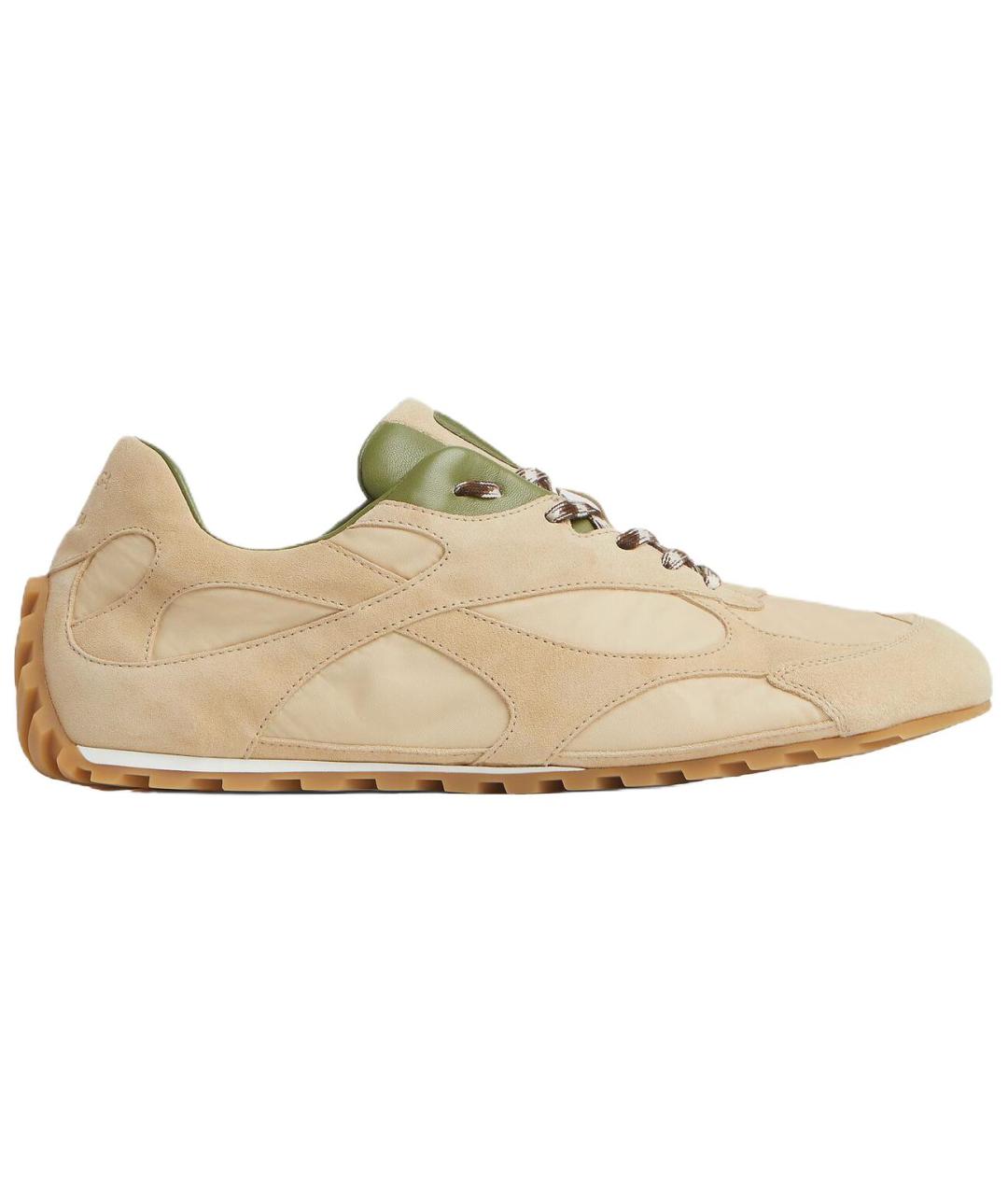 BOTTEGA VENETA Бежевые кожаные низкие кроссовки / кеды, фото 1