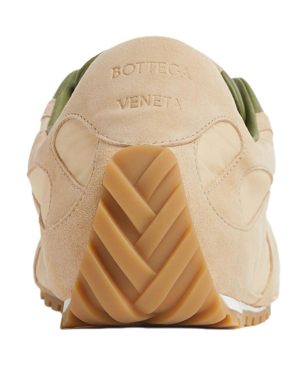 BOTTEGA VENETA Бежевые кожаные низкие кроссовки / кеды, фото 5
