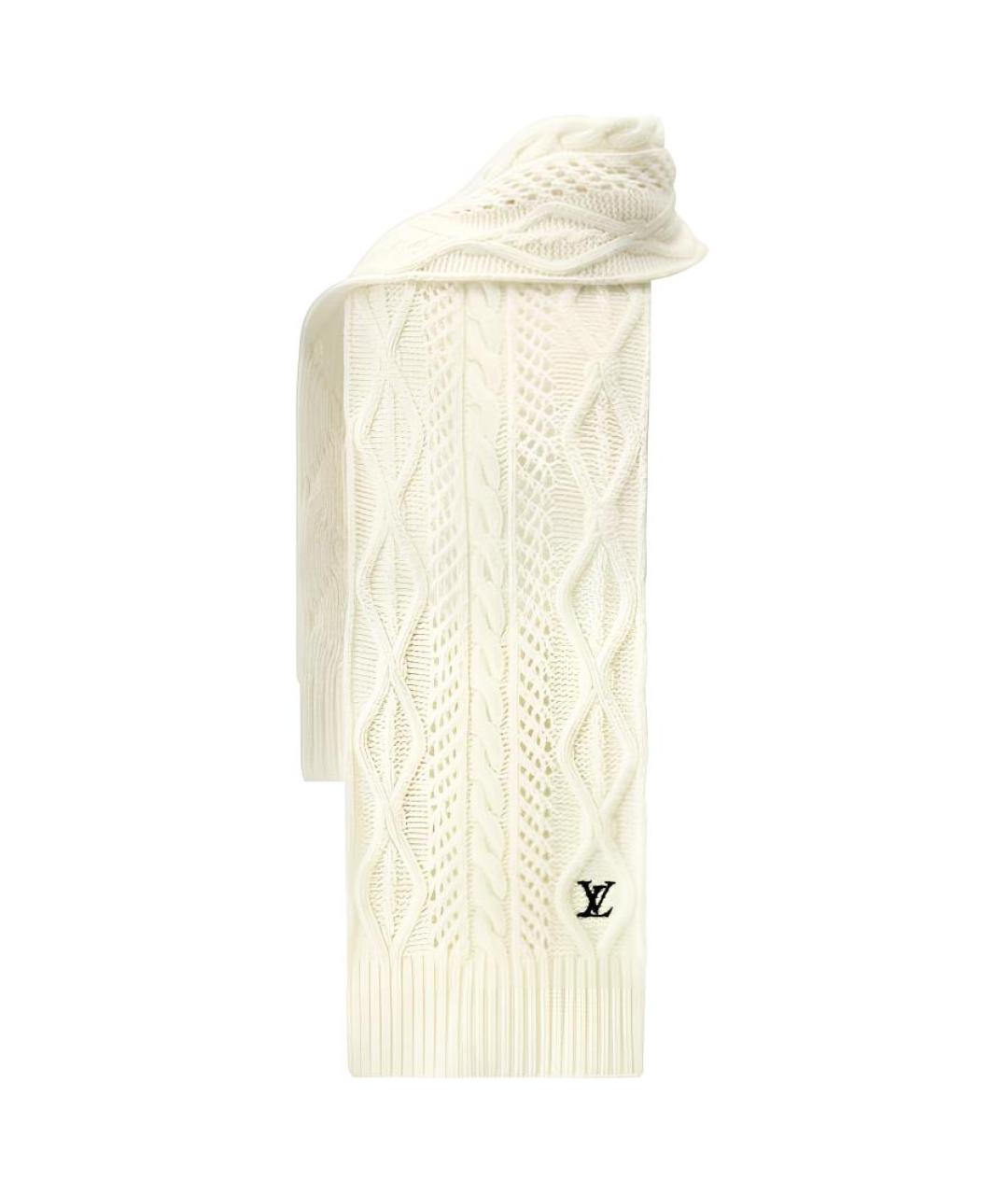 LOUIS VUITTON Белый шерстяной шарф, фото 2