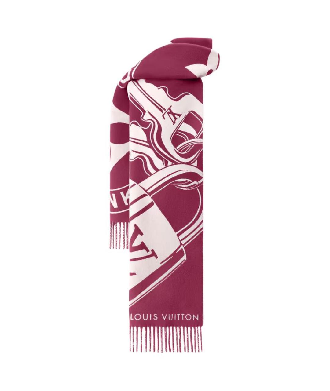 LOUIS VUITTON Бордовый шерстяной шарф, фото 3