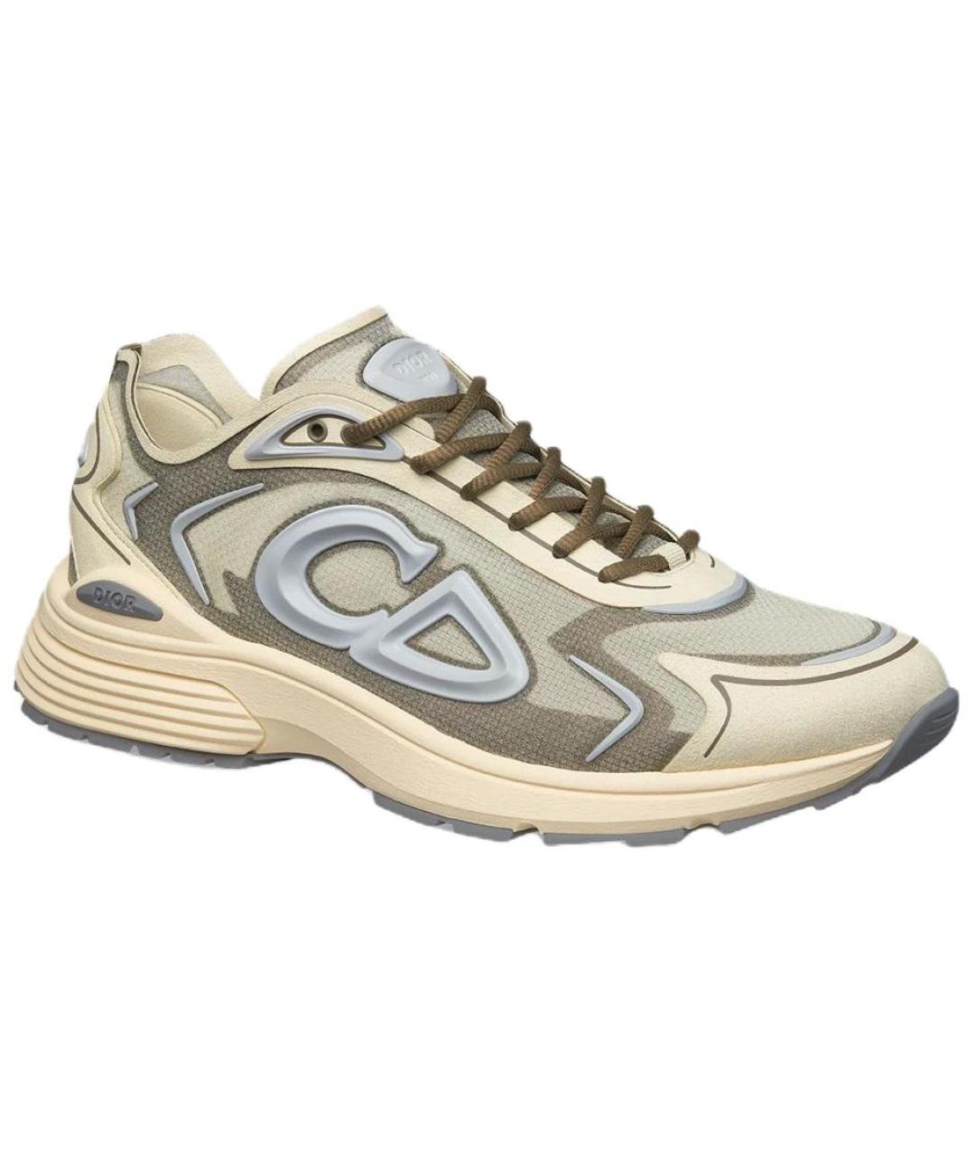 CHRISTIAN DIOR Бежевые текстильные низкие кроссовки / кеды, фото 3