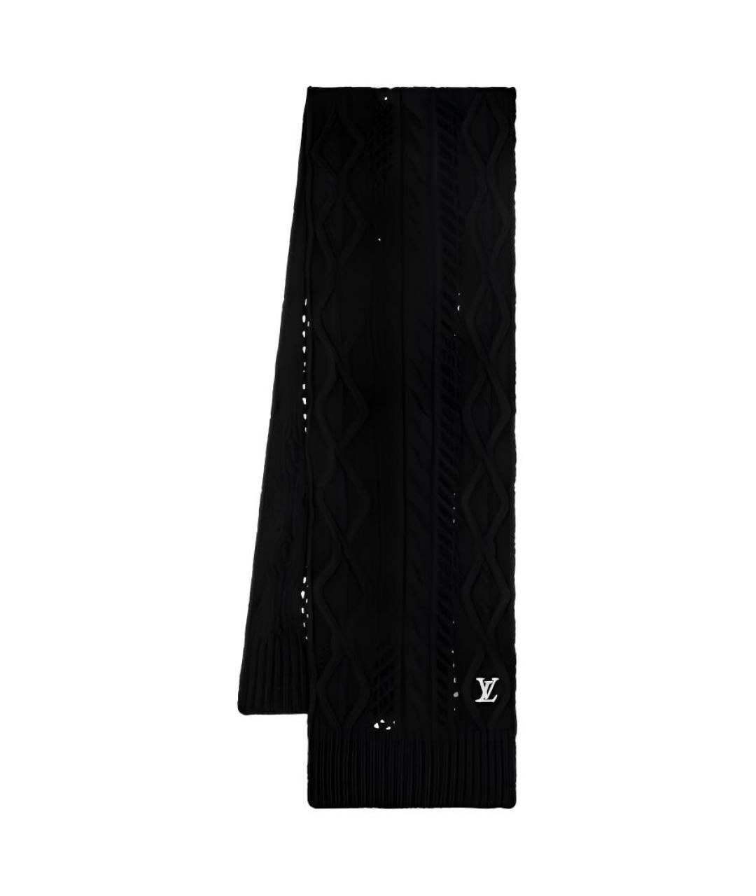 LOUIS VUITTON Черный шерстяной шарф, фото 1