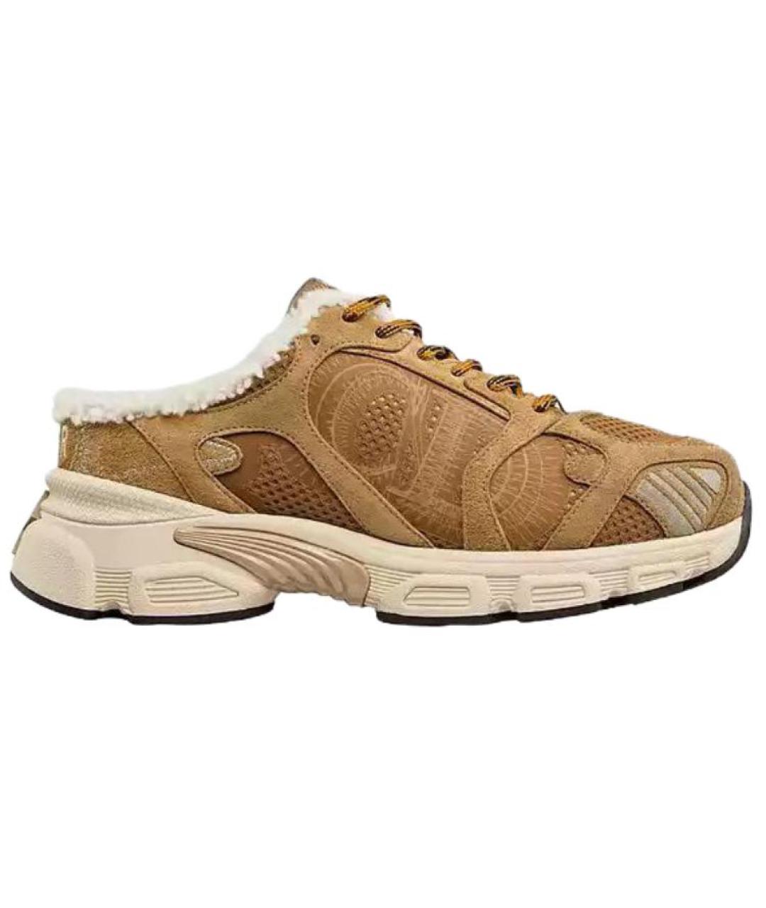 CHRISTIAN DIOR Коричневые кожаные кроссовки, фото 1