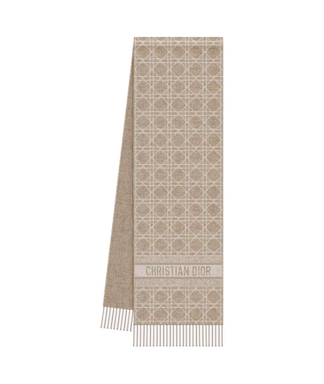 CHRISTIAN DIOR Бежевый кашемировый шарф, фото 1