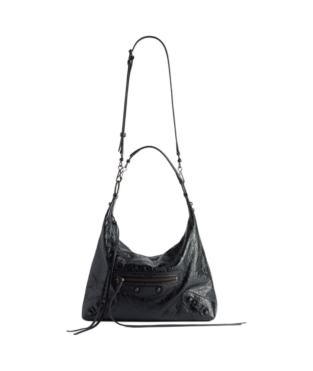 BALENCIAGA Черная кожаная сумка через плечо, фото 2