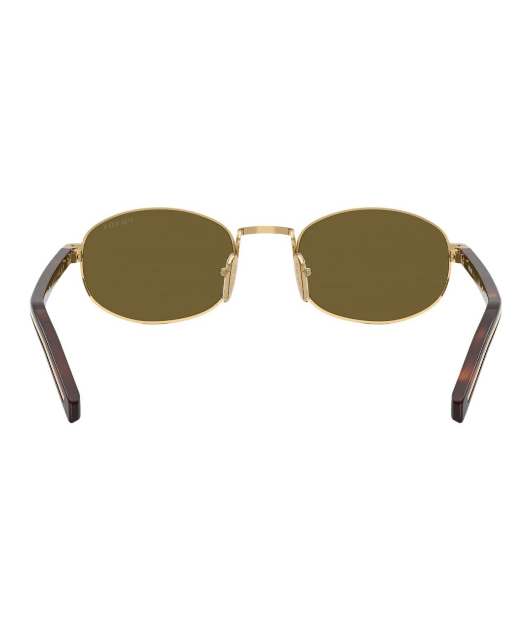 PRADA Золотые металлические солнцезащитные очки, фото 4