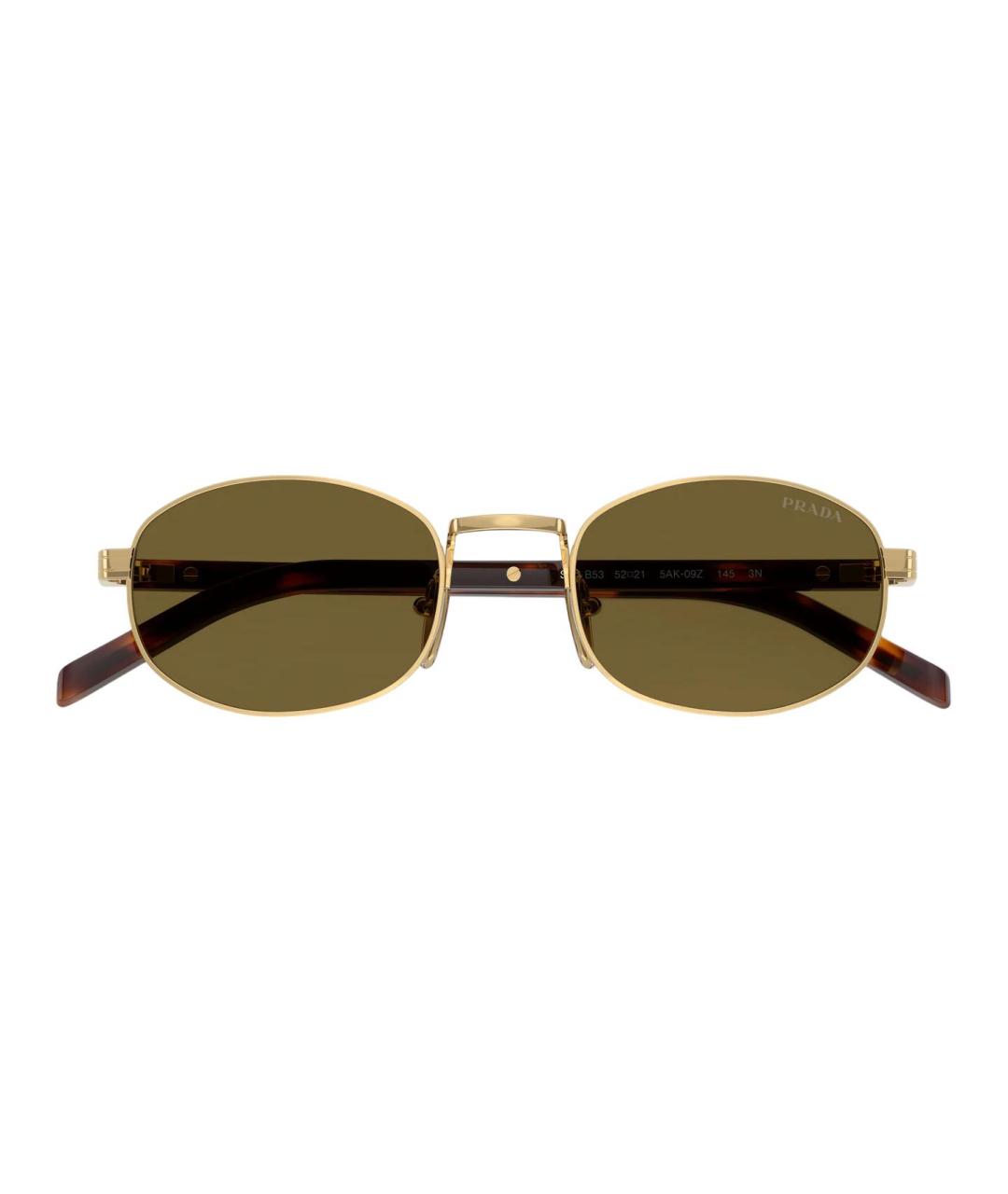 PRADA Золотые металлические солнцезащитные очки, фото 3
