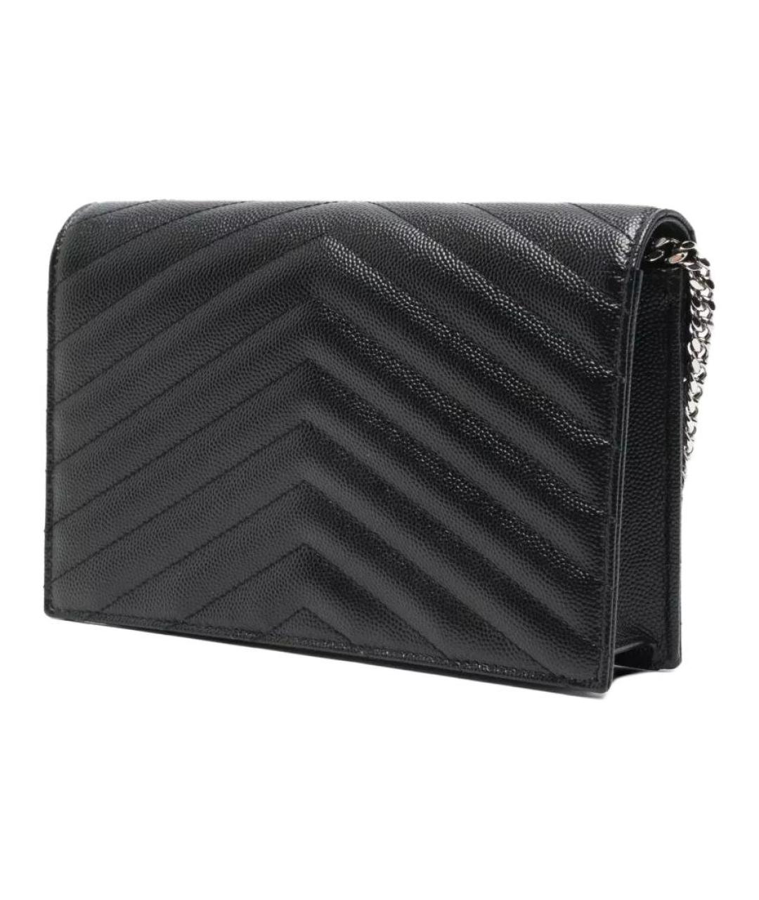 SAINT LAURENT Черная кожаная сумка через плечо, фото 2