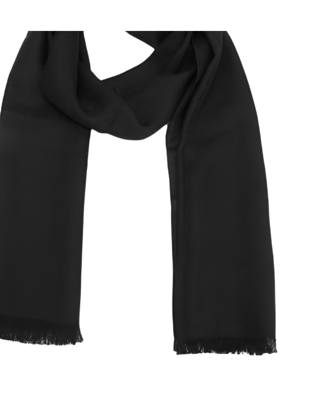 GUCCI Черный шерстяной шарф, фото 3