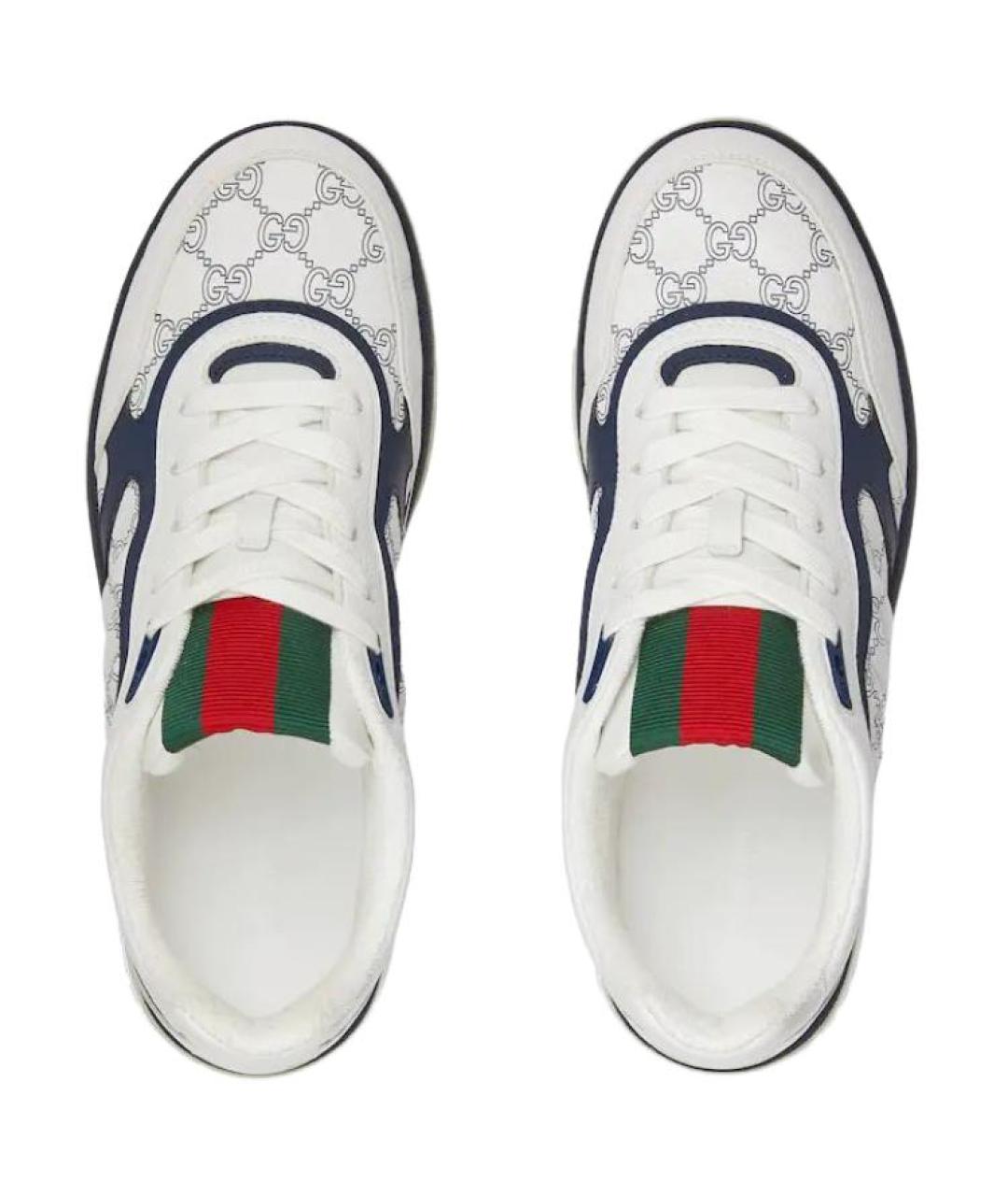 GUCCI Белые кожаные низкие кроссовки / кеды, фото 4