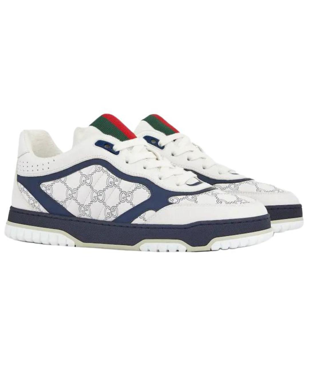 GUCCI Белые кожаные низкие кроссовки / кеды, фото 3