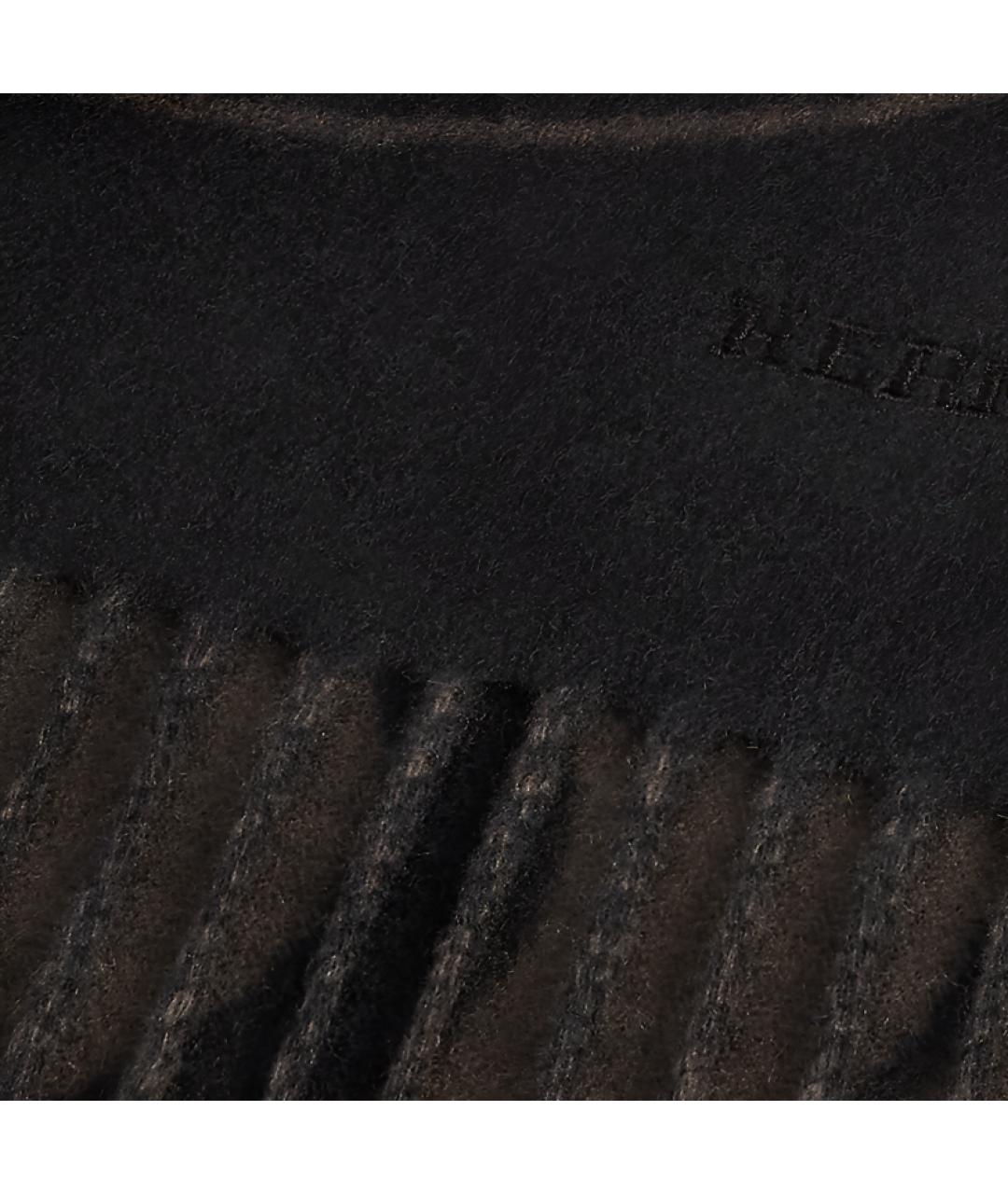 HERMES Черный кашемировый шарф, фото 3