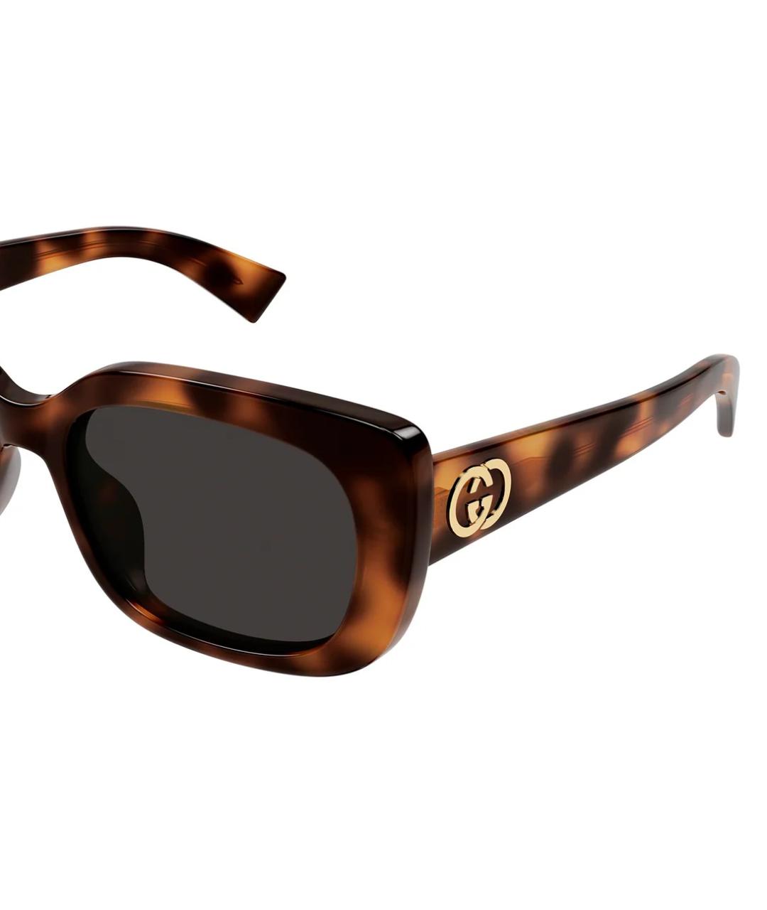 GUCCI Коричневые пластиковые солнцезащитные очки, фото 3