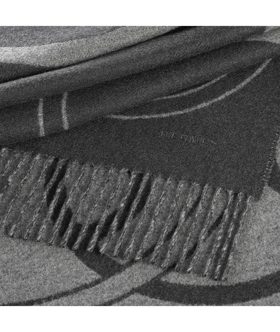 HERMES Серый кашемировый шарф, фото 2
