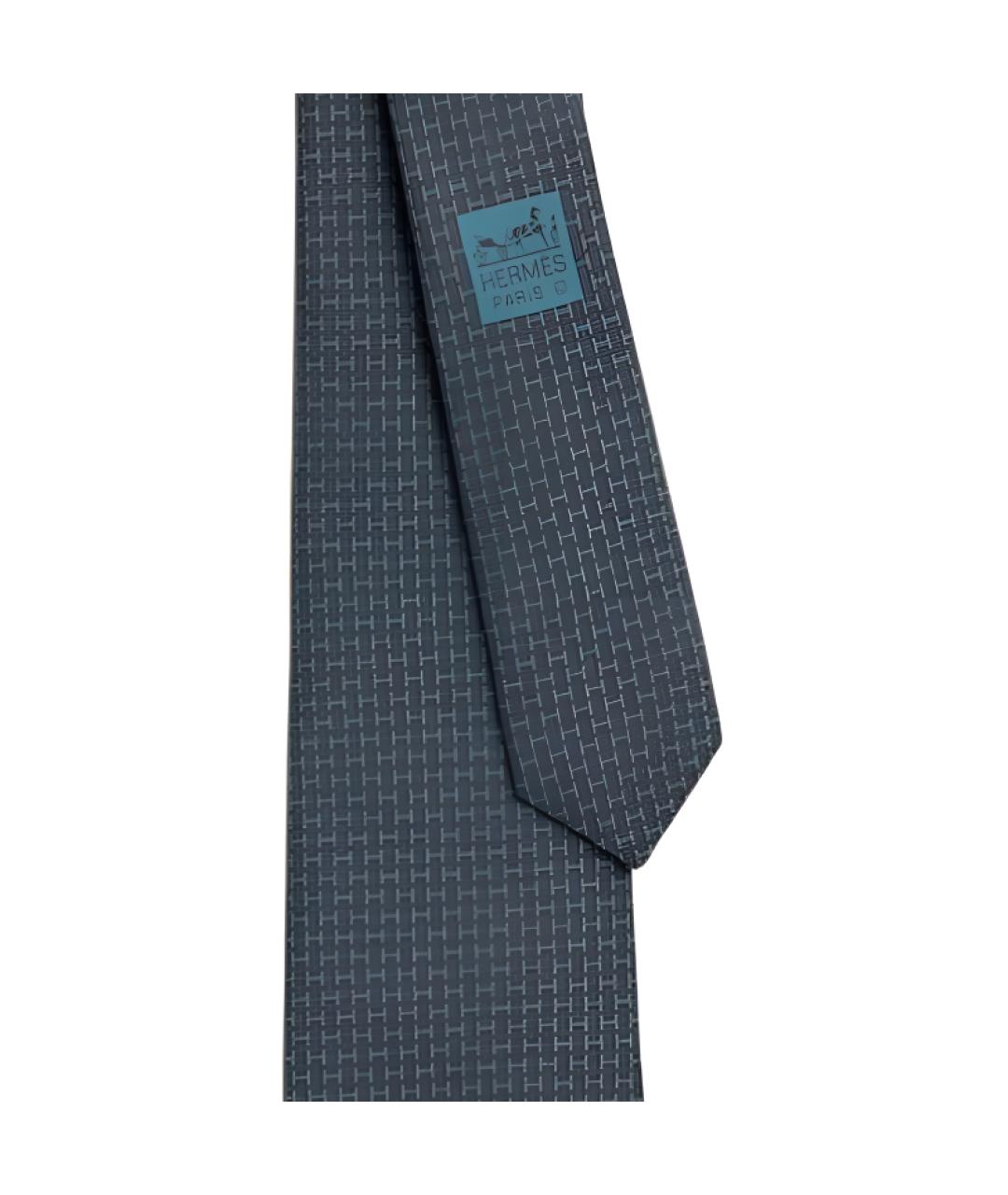 HERMES Синий шелковый галстук, фото 2